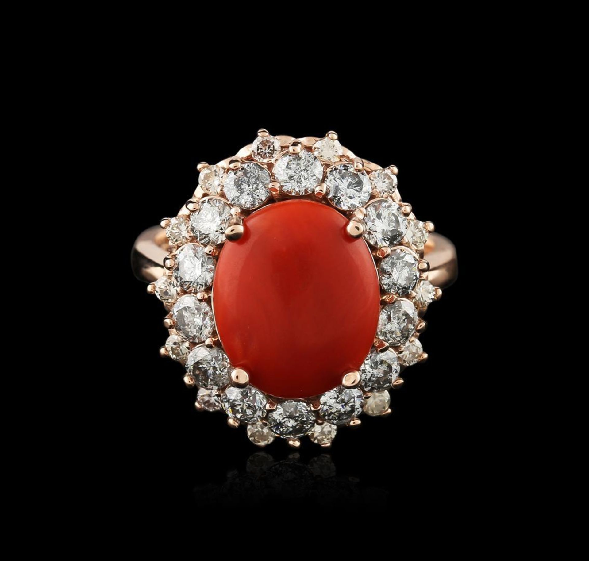 14KT Rose Gold 8.88 ctw Coral and Diamond Ring - Image 2 of 3