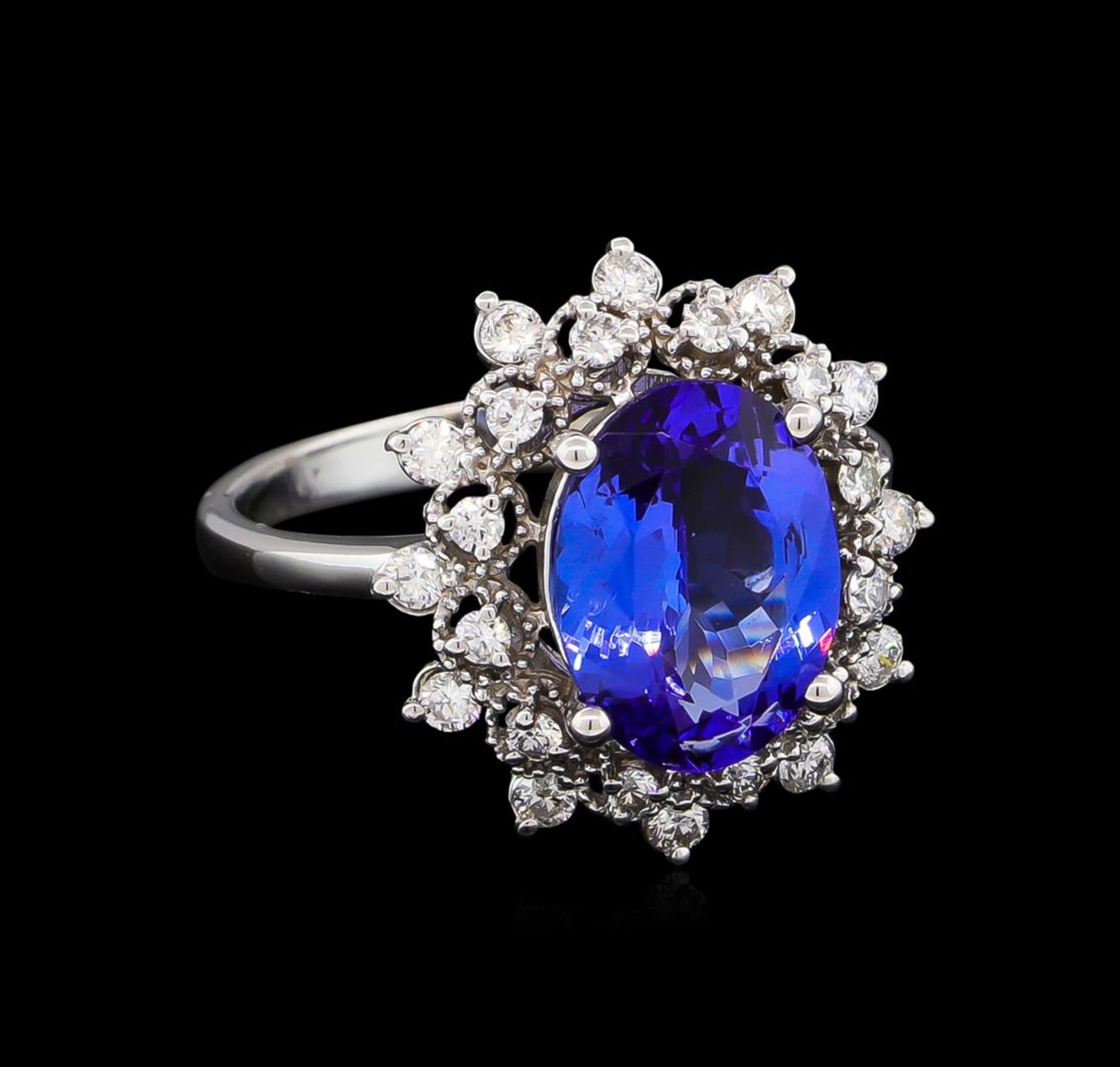 3.08ct Tanzanite and Diamond Ring - 14KT White Gold