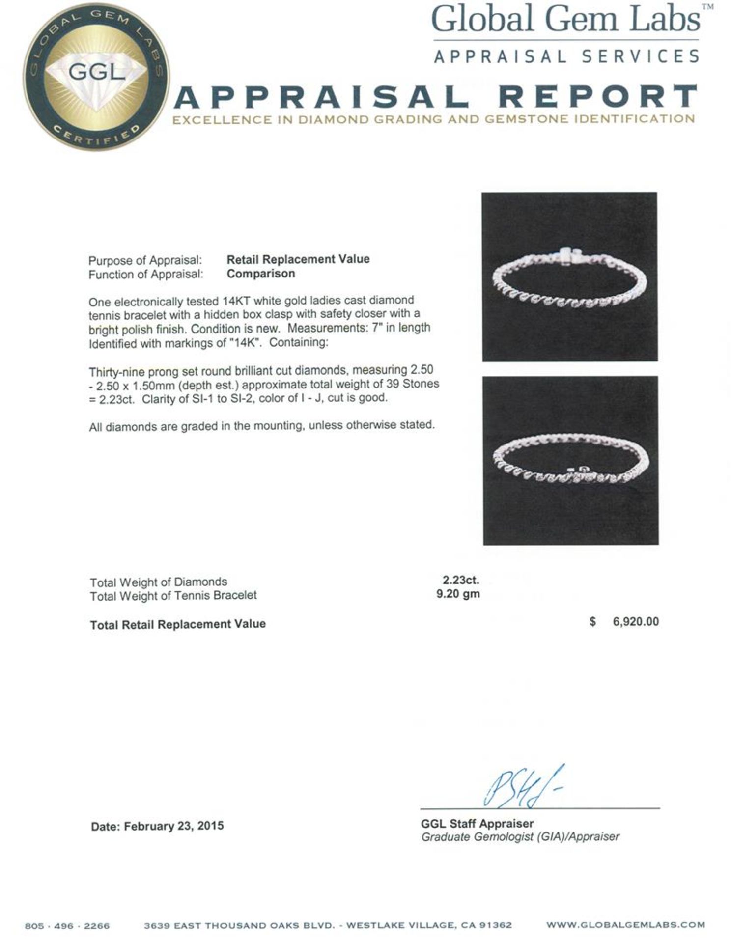 14KT White Gold 2.23 ctw Diamond Tennis Bracelet - Image 4 of 4