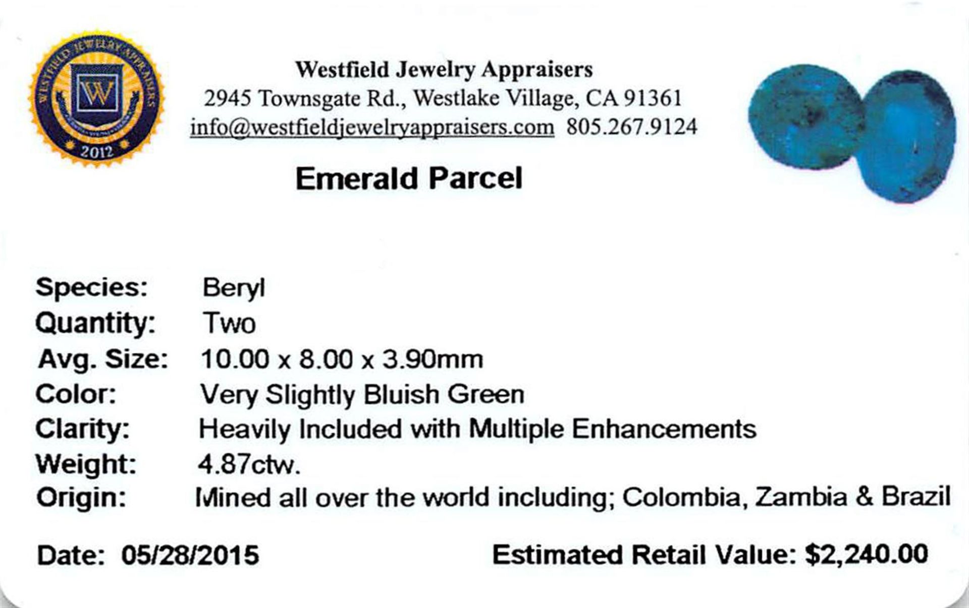 4.87 ctw Oval Mixed Emerald Parcel - Image 2 of 2