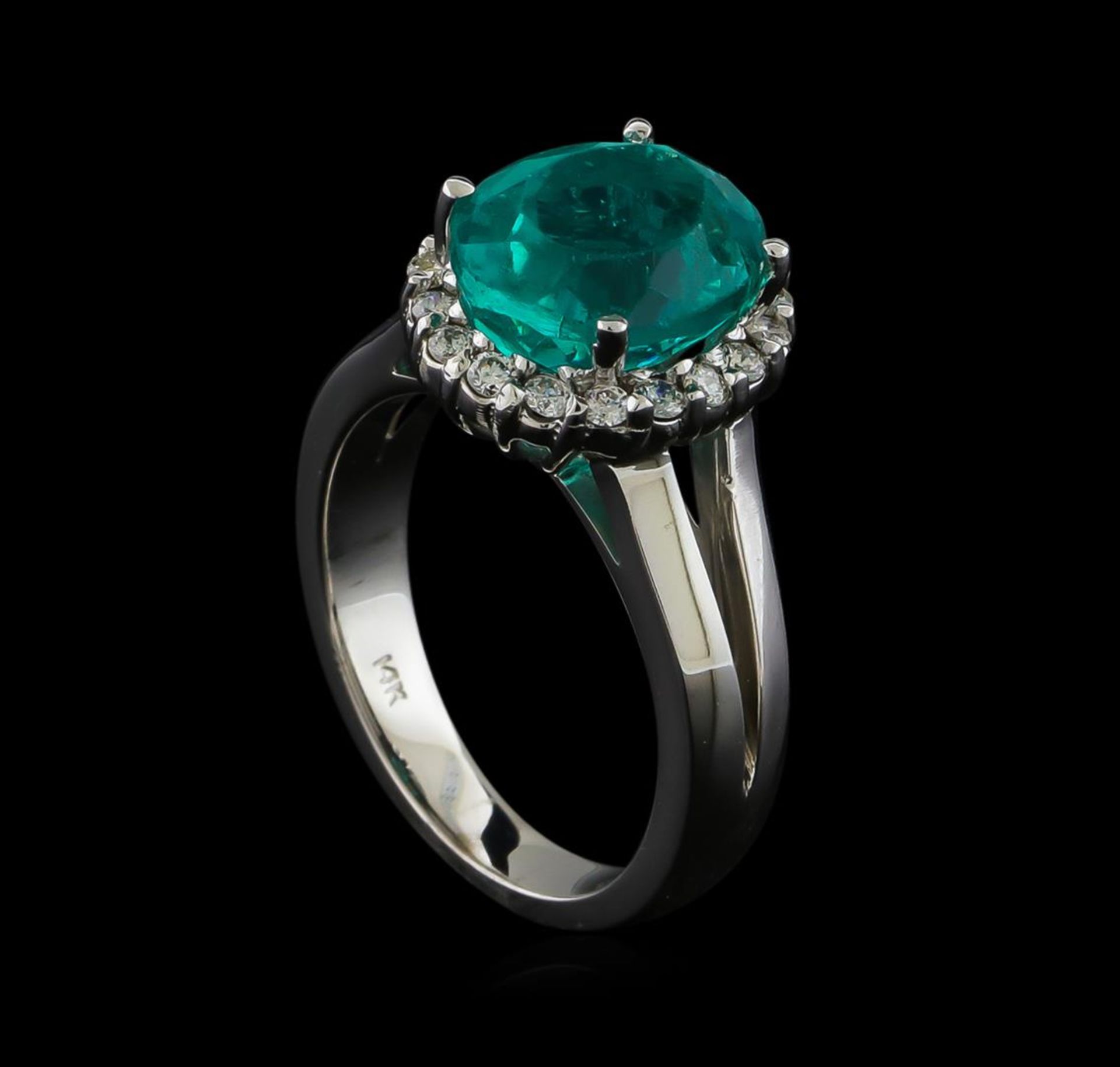 5.12 ctw Apatite and Diamond Ring - 14KT White Gold - Image 4 of 4