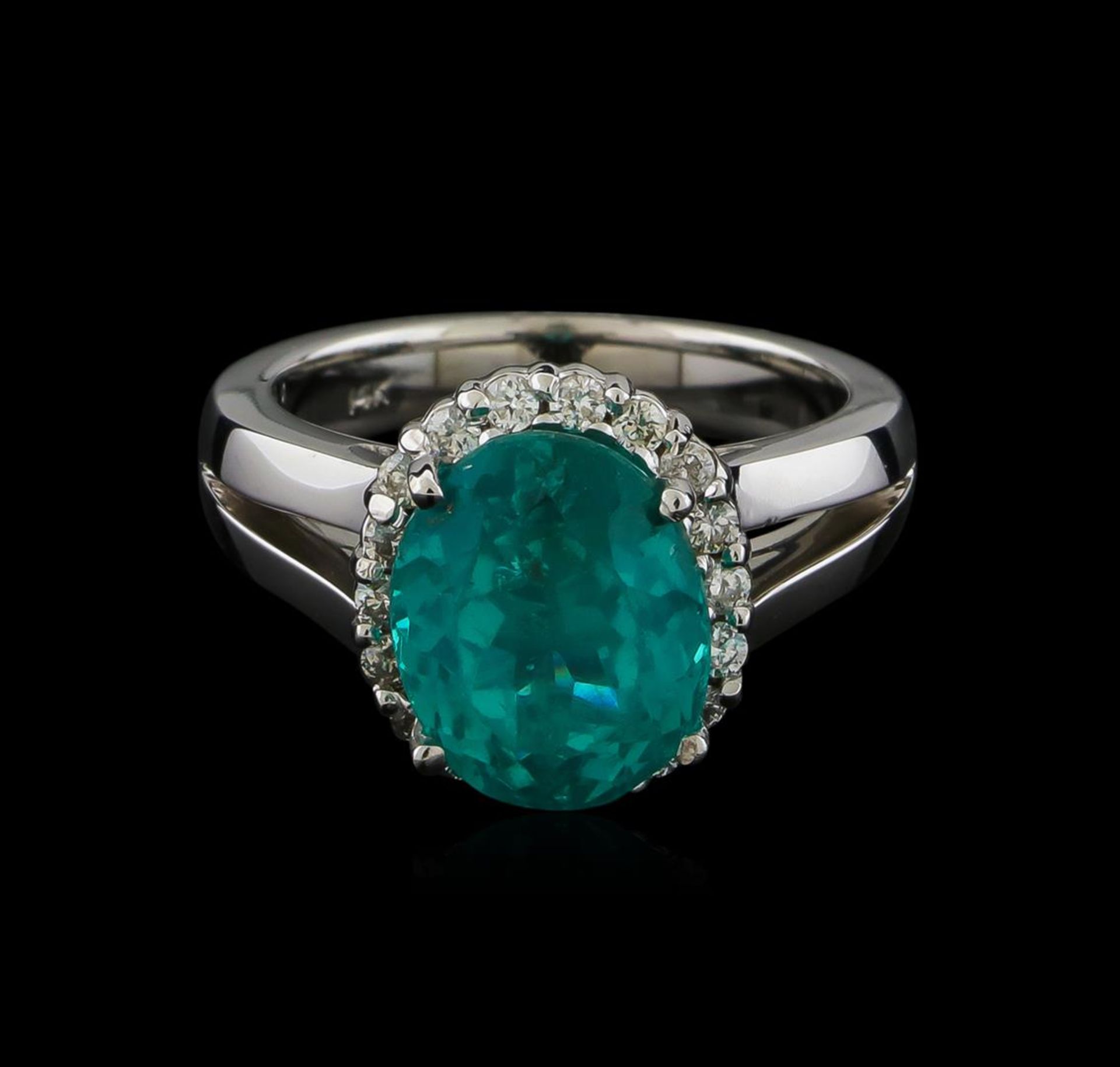 5.12 ctw Apatite and Diamond Ring - 14KT White Gold - Image 2 of 4