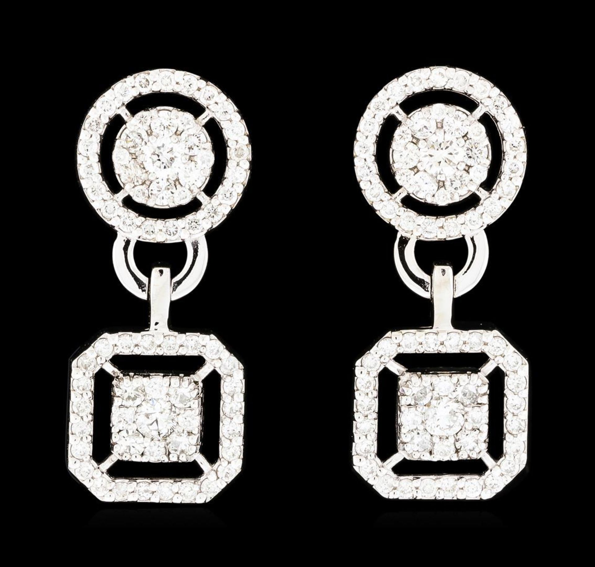 1.52 ctw Diamond Earrings - 14KT White Gold