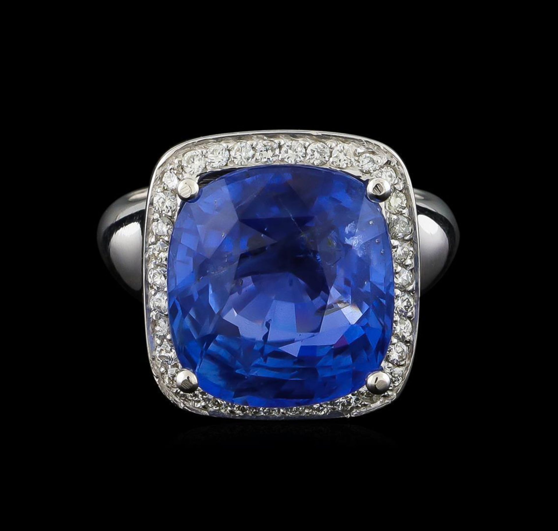 GIA Cert 13.93 ctw Blue Sapphire and Diamond Ring - 14KT White Gold - Image 2 of 5