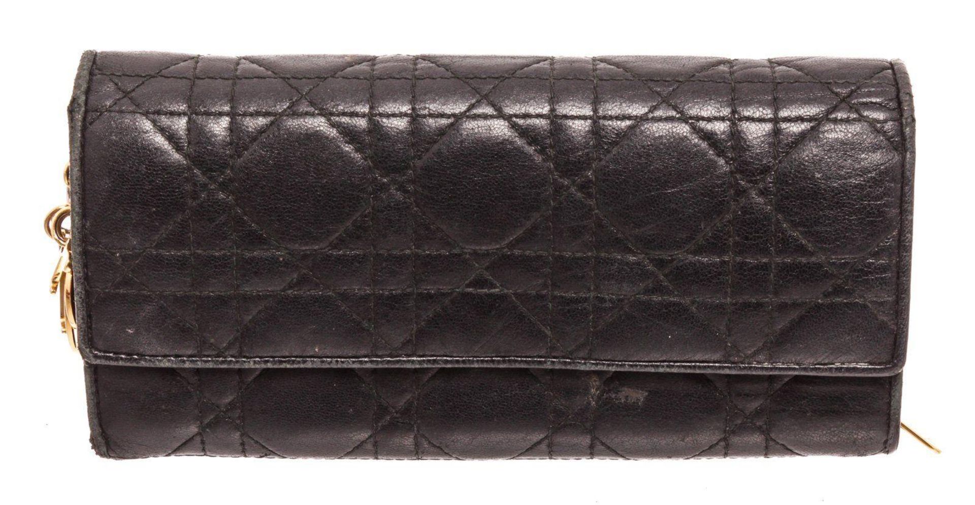 Christian Dior Black Leather Wallet On Chain