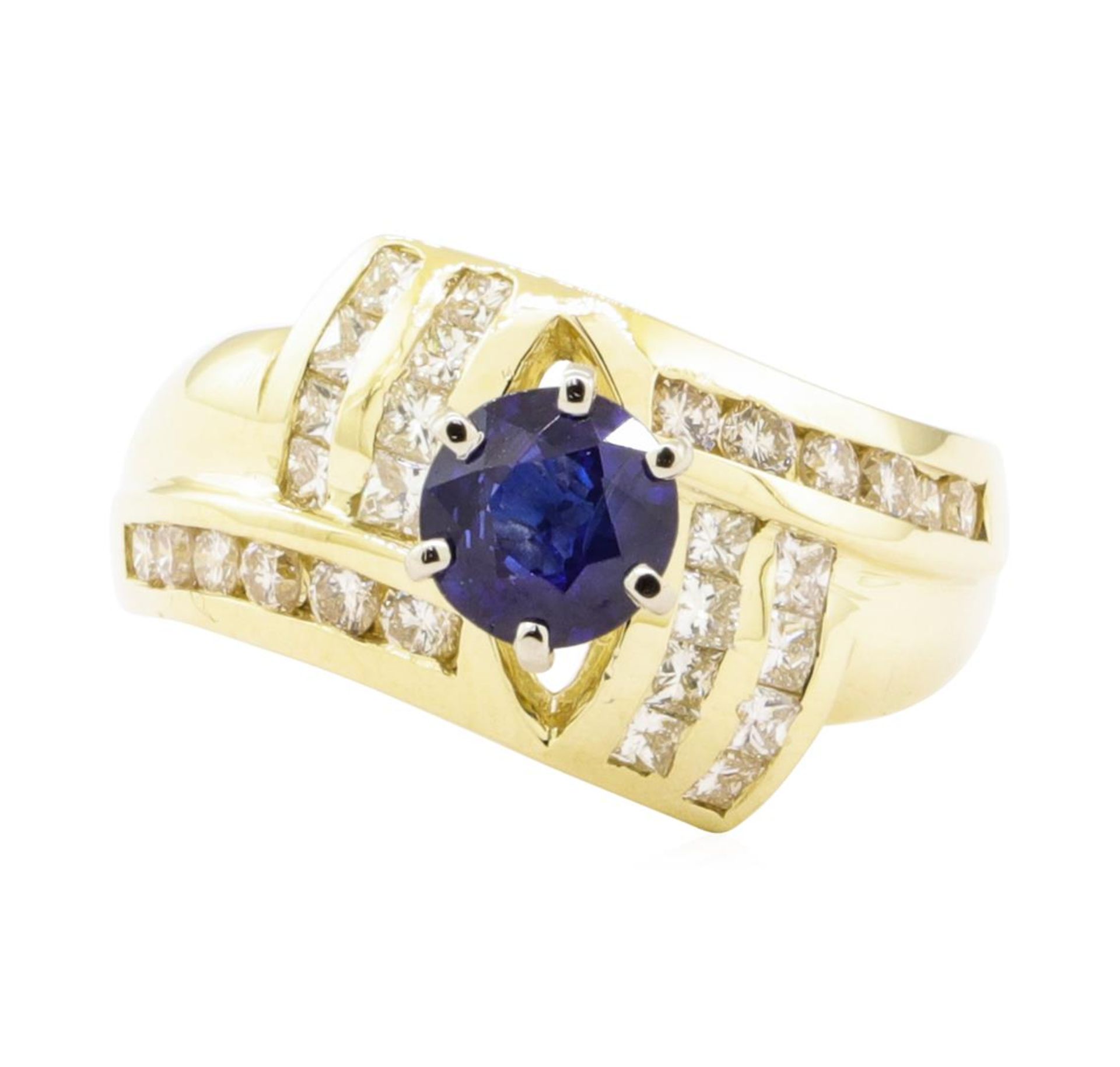 1.77 ctw Blue Sapphire And Diamond Ring - 14KT Yellow Gold - Image 2 of 5