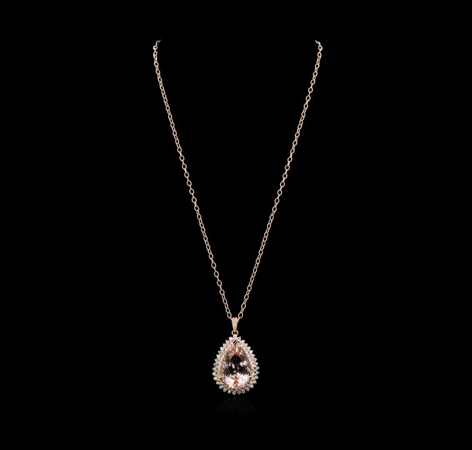 24.32 ctw Morganite and Diamond Pendant With Chain - 14KT Rose Gold - Image 2 of 3