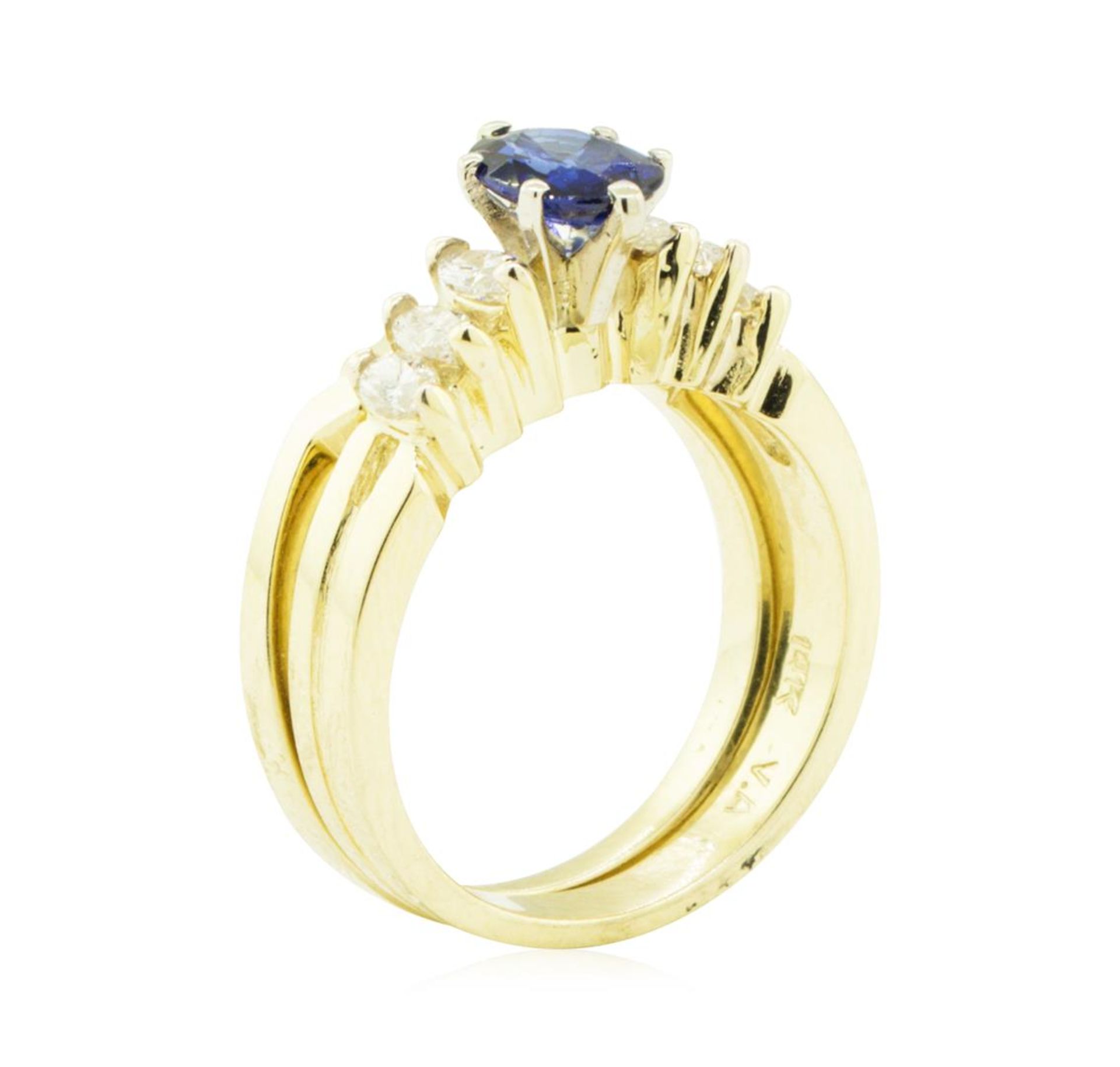 1.25ctw Blue Sapphire and Diamond Ring Set - 14KT Yellow Gold - Image 4 of 4