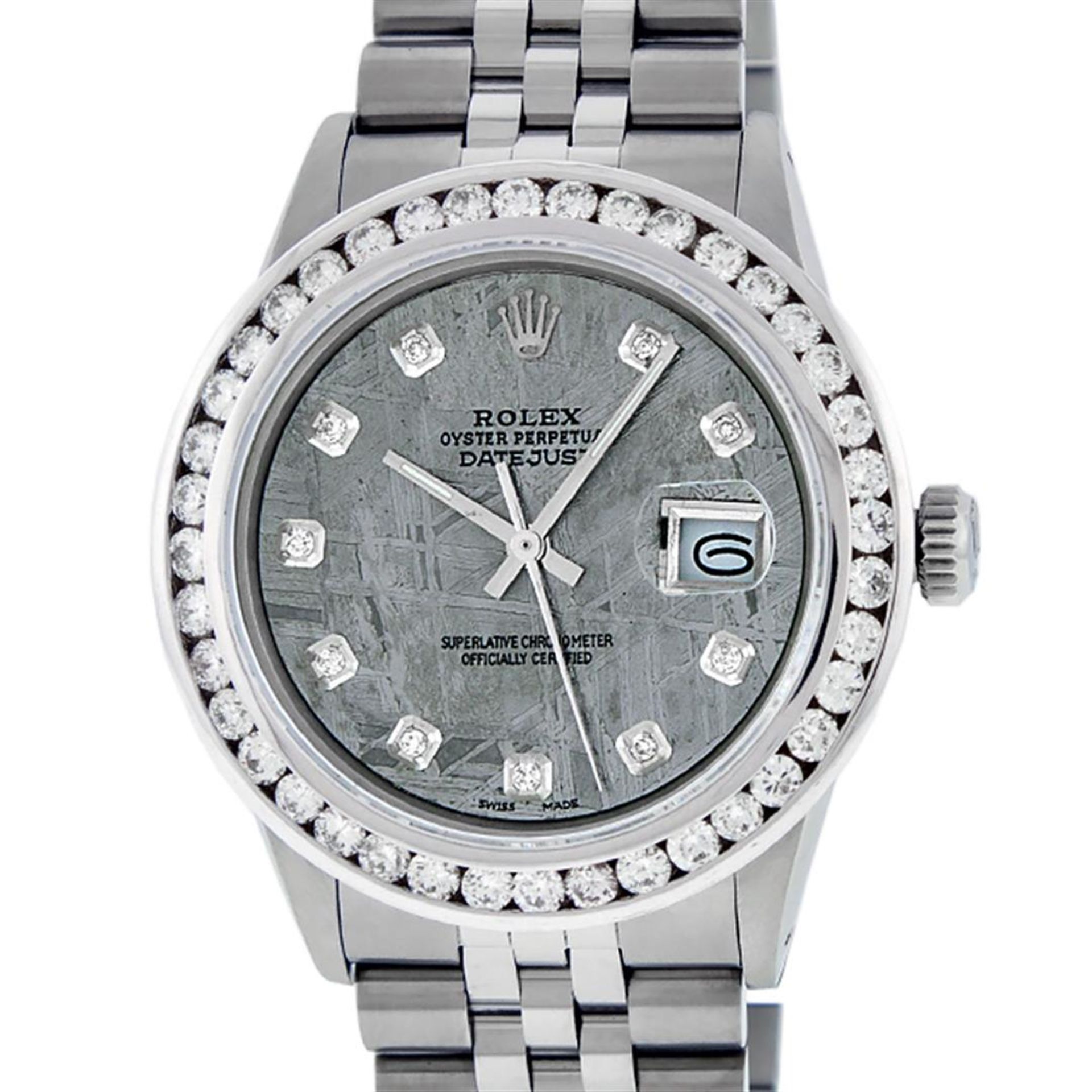 Rolex Mens Stainless Steel Meteorite 3ctw Diamond Datejust 36MM Wristwatch