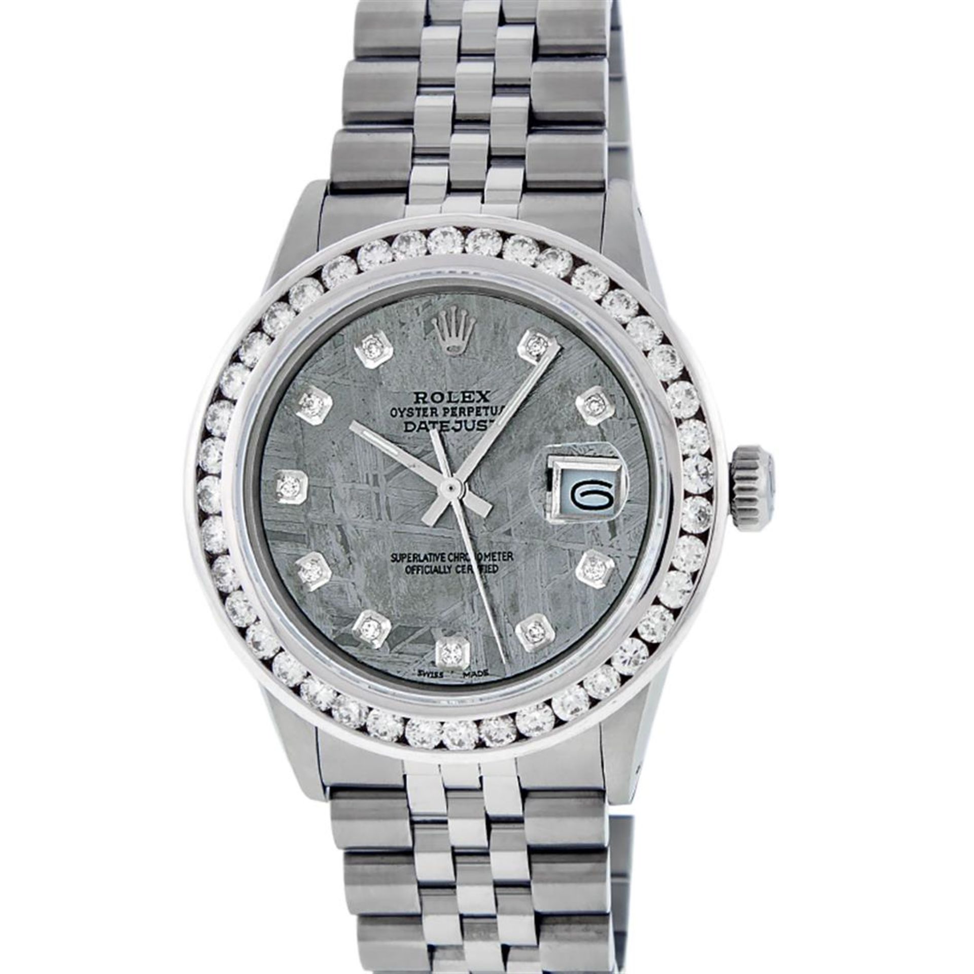 Rolex Mens Stainless Steel Meteorite 3ctw Diamond Datejust 36MM Wristwatch - Image 2 of 9