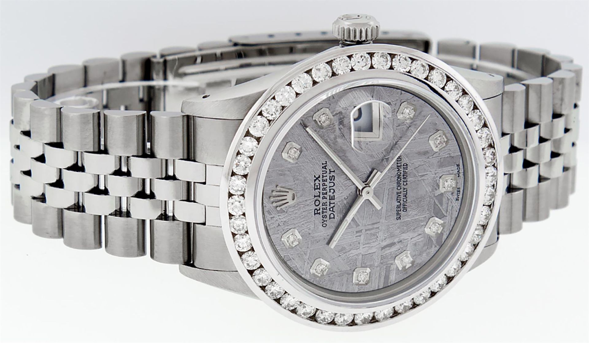 Rolex Mens Stainless Steel Meteorite 3ctw Diamond Datejust 36MM Wristwatch - Image 3 of 9