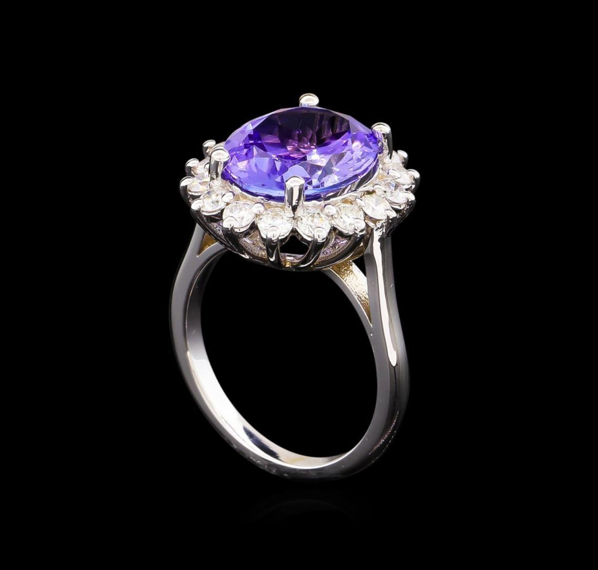 5.67 ctw Tanzanite and Diamond Ring - 14KT White Gold - Image 4 of 5