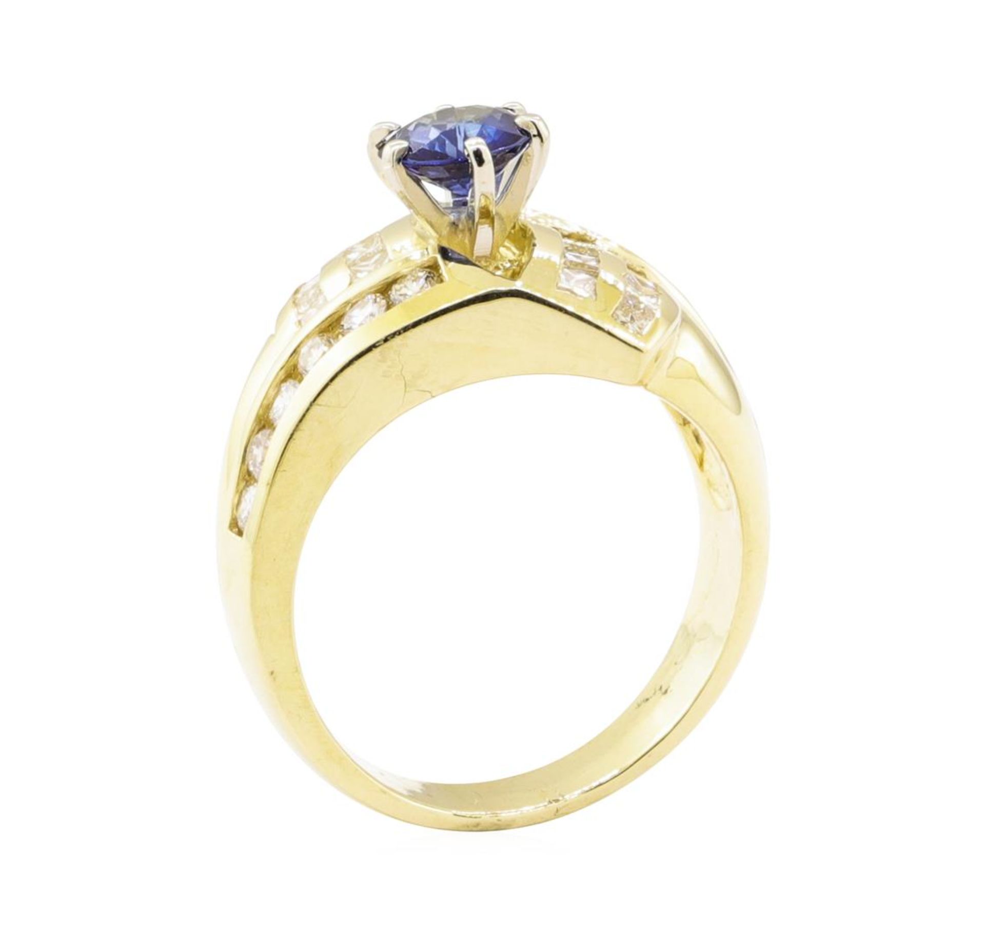 1.77 ctw Blue Sapphire And Diamond Ring - 14KT Yellow Gold - Image 4 of 5