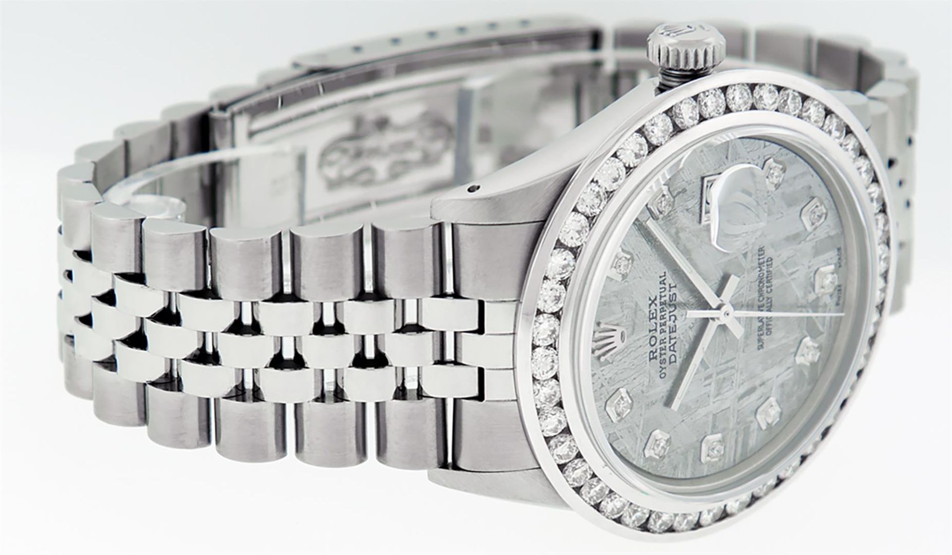 Rolex Mens Stainless Steel Meteorite 3ctw Diamond Datejust 36MM Wristwatch - Image 4 of 9