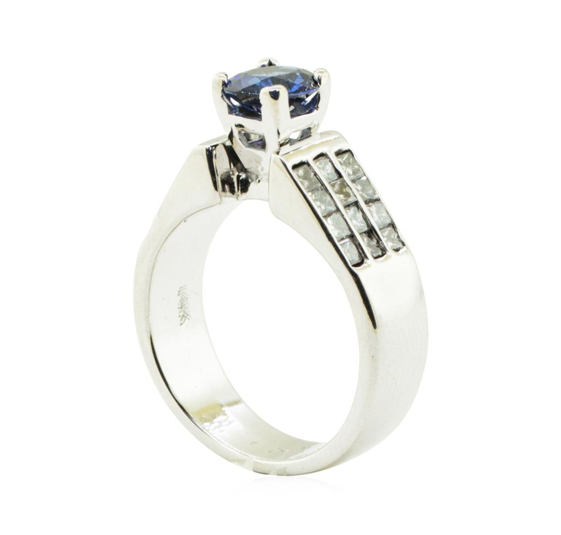 2.17 ctw Oval Brilliant Blue Sapphire And Diamond Ring - 14KT White Gold - Image 4 of 5