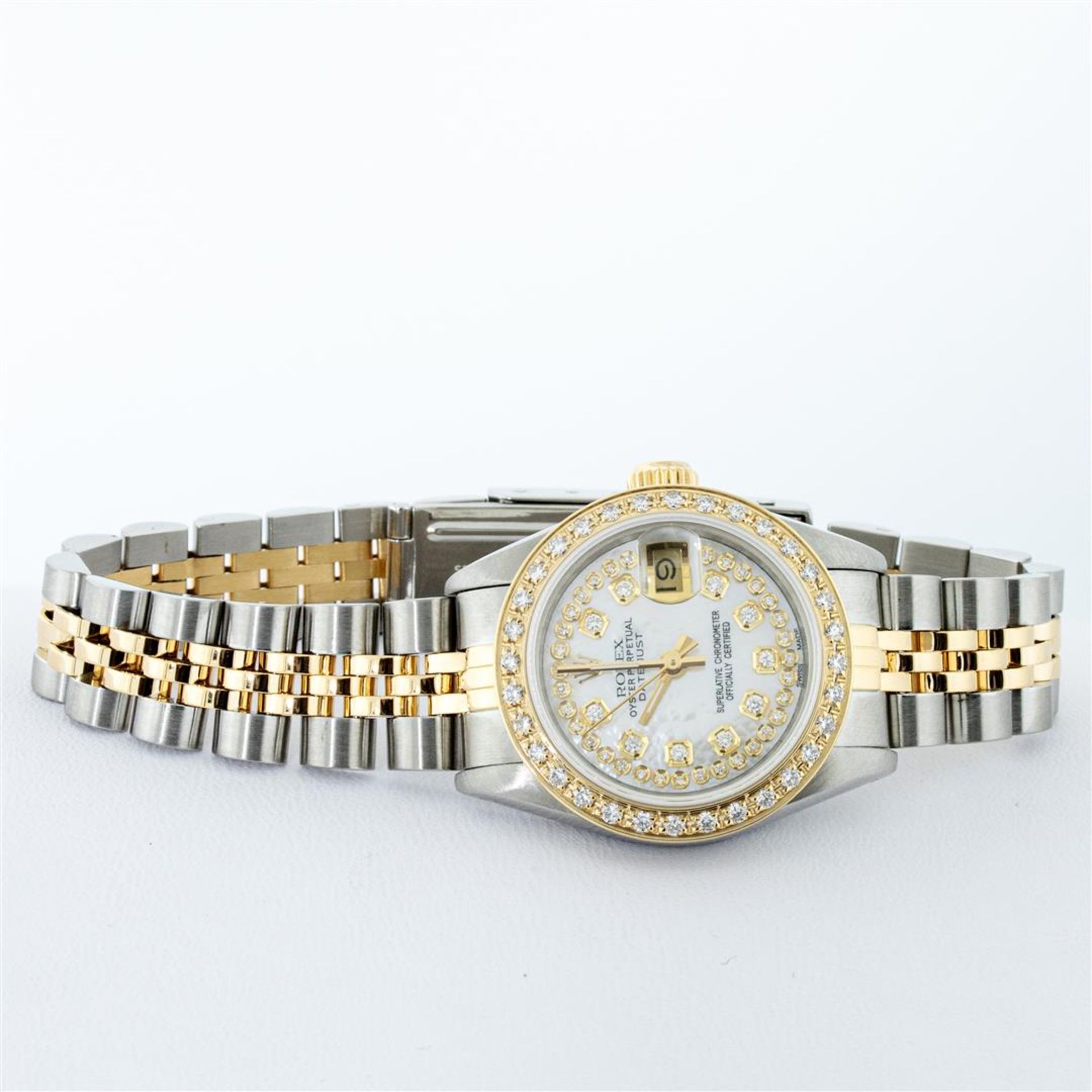 Rolex Ladies 2 Tone MOP String Diamond Oyster Perpetual Datejust Wristwatch With - Image 4 of 9