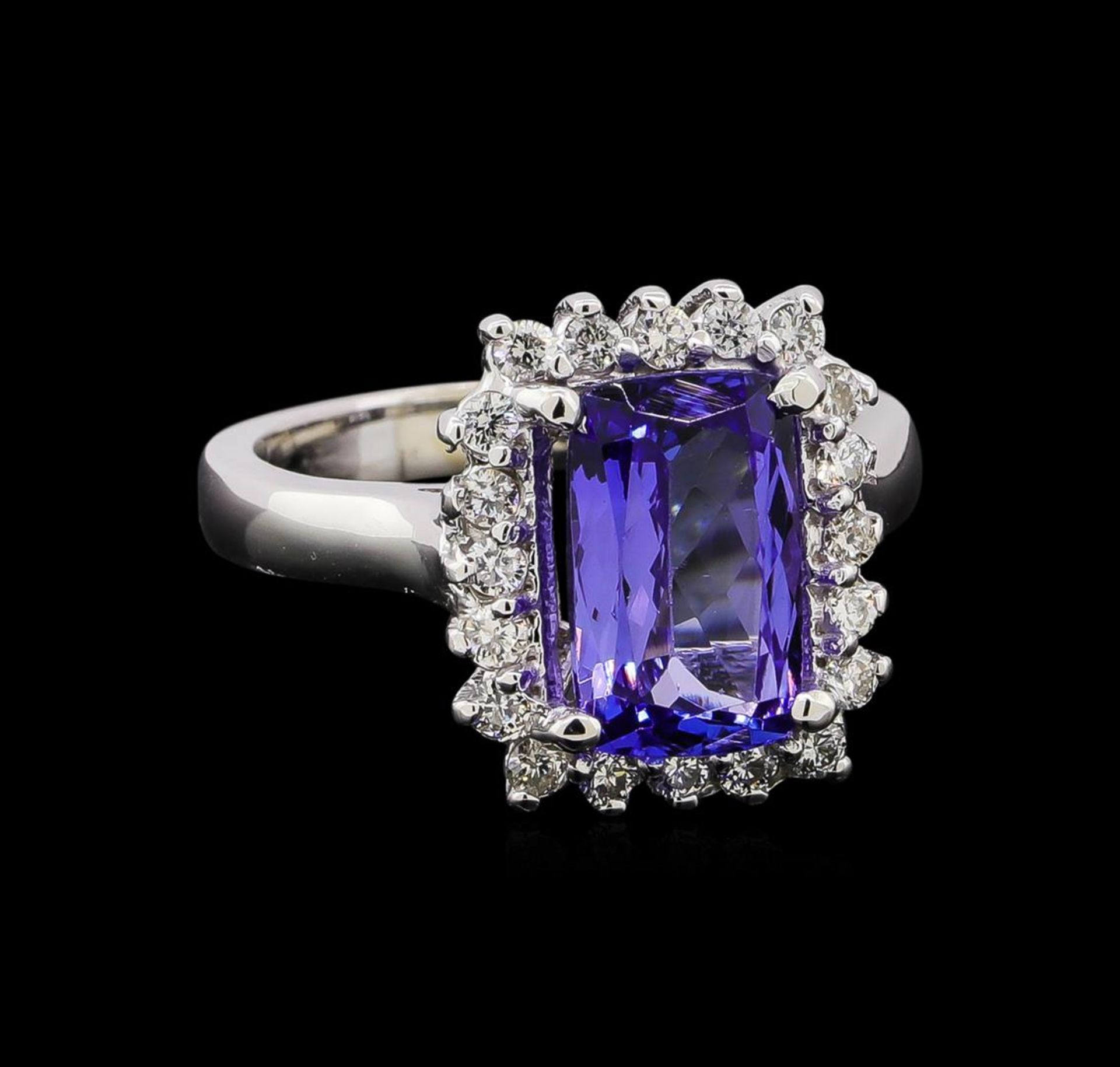 3.25 ctw Tanzanite and Diamond Ring - 14KT White Gold