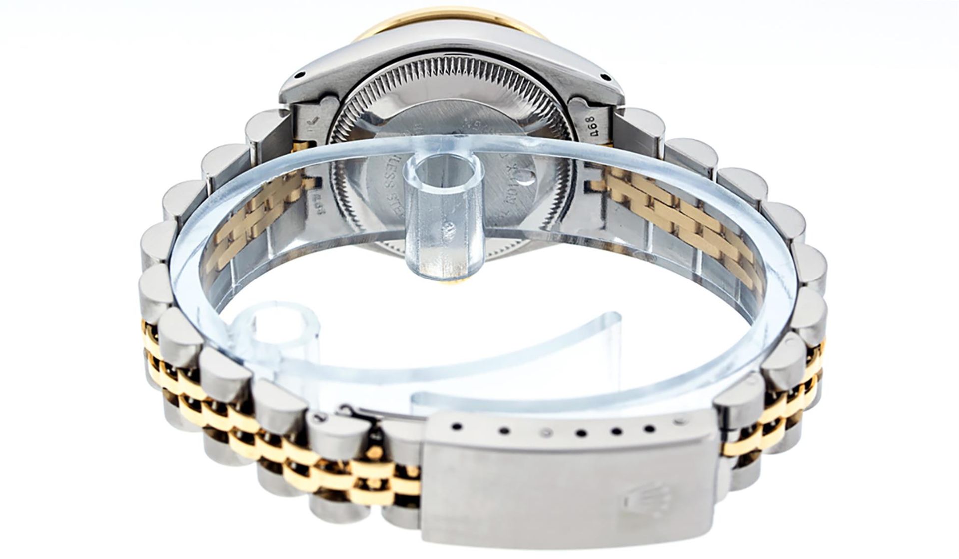Rolex Ladies 2 Tone Grey Diamond & Emerald 26MM Datejust Wristwatch - Image 8 of 9