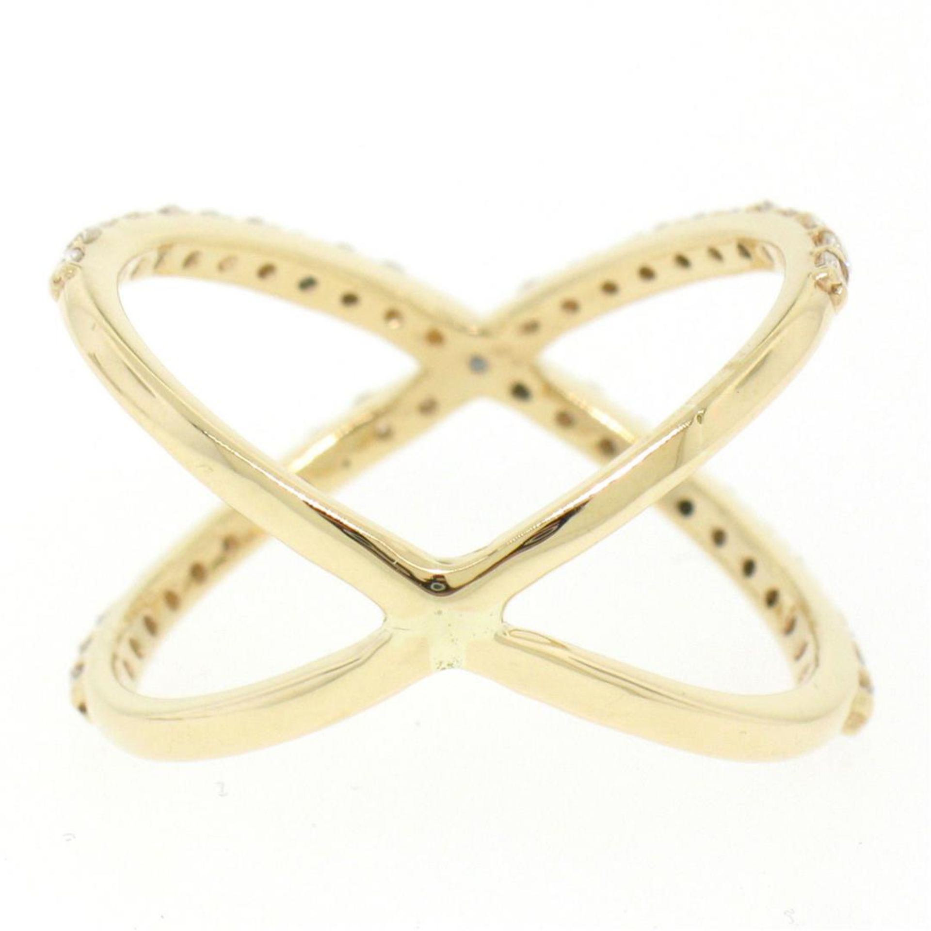14k Yellow Gold 0.50 ctw Round Brilliant Diamond Simple X Ex Cross Band Ring - Image 5 of 8