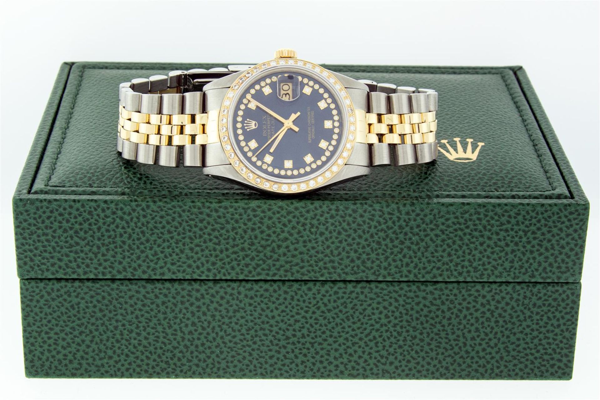 Rolex Mens 2 Tone Blue String VS Diamond Datejust Wristwatch Oyster Perpetual Wi - Image 7 of 9