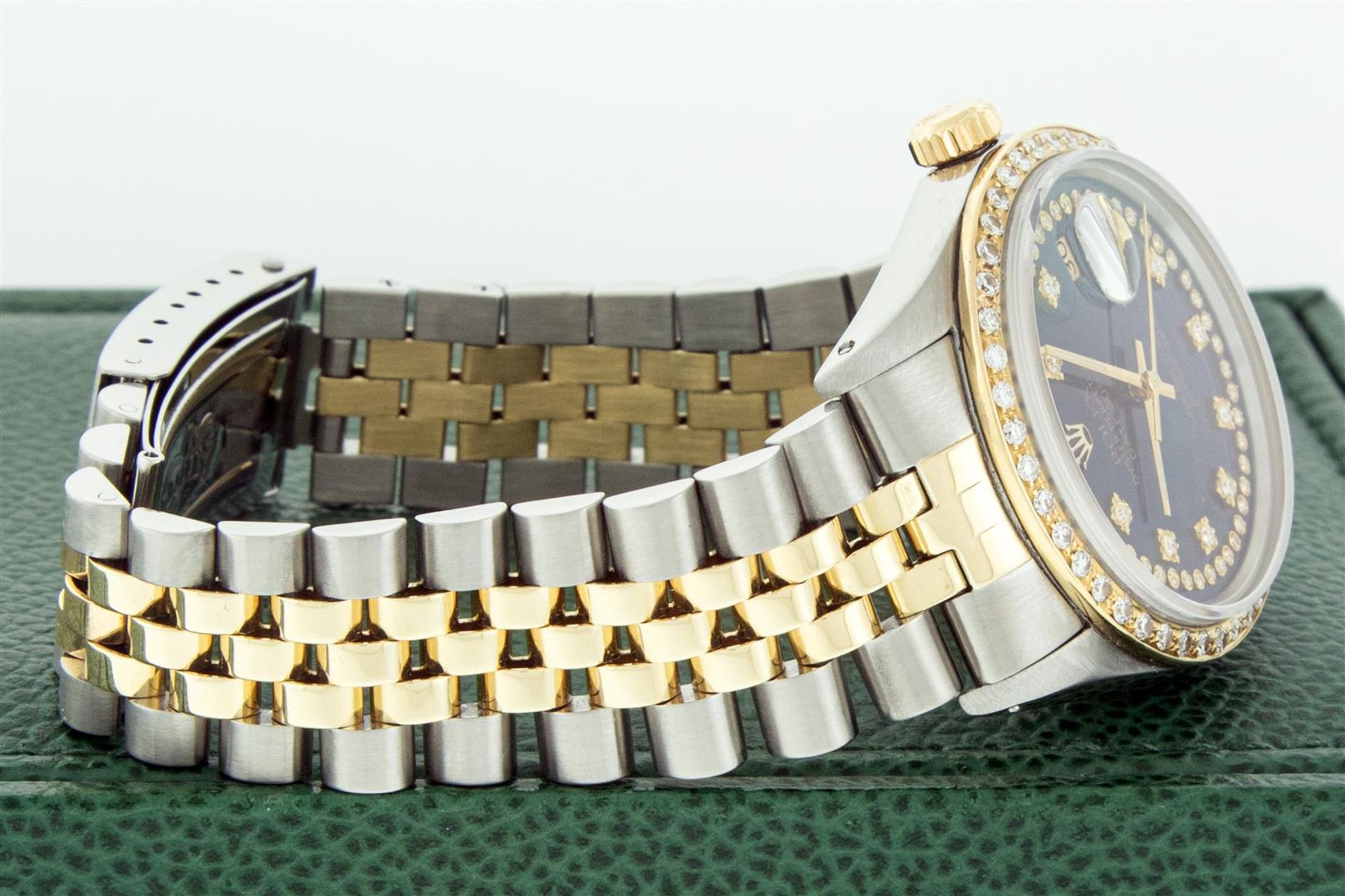 Rolex Mens 2 Tone Blue String VS Diamond Datejust Wristwatch Oyster Perpetual Wi - Image 6 of 9