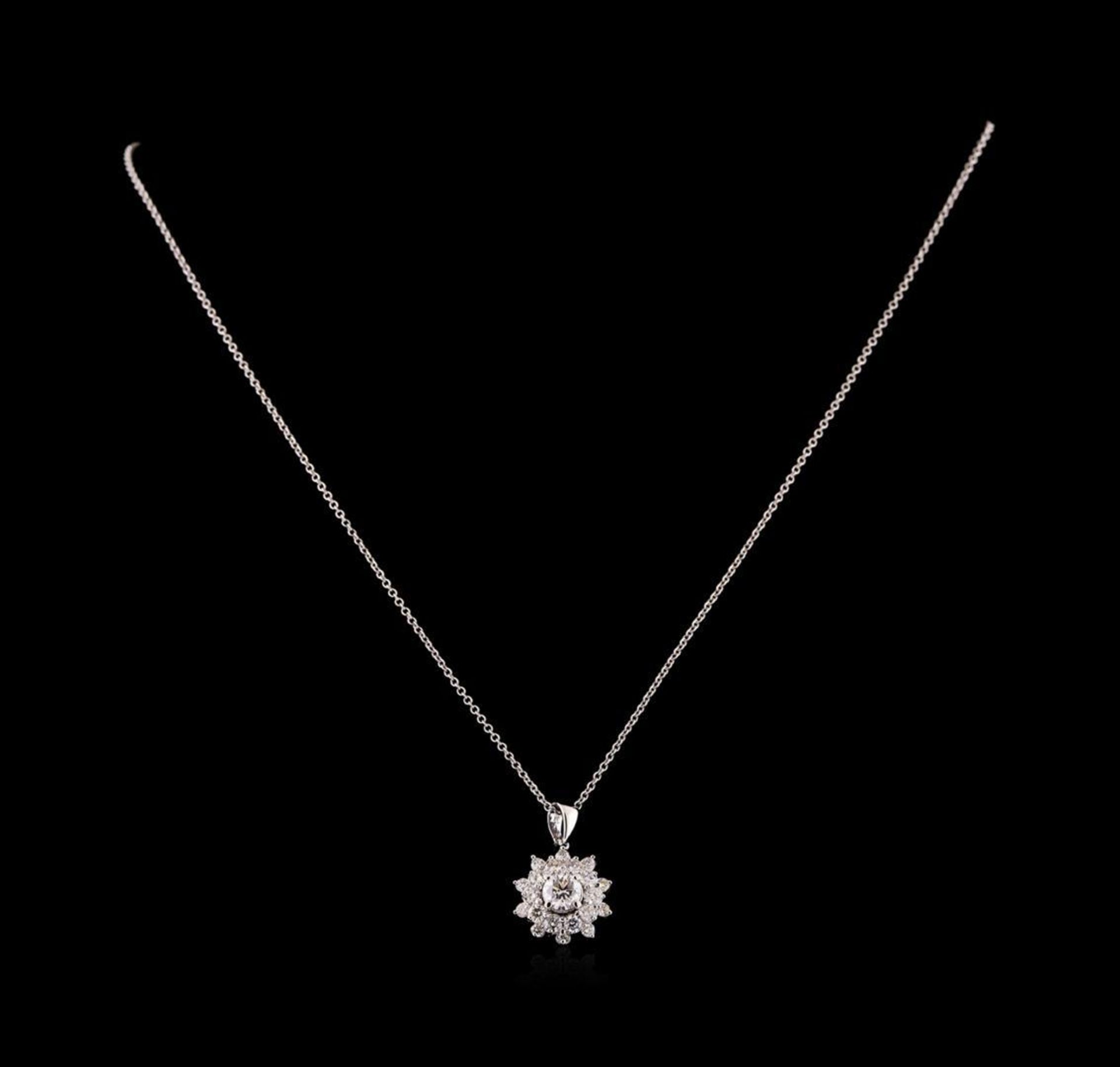 1.27 ctw Diamond Pendant With Chain - 14KT White Gold - Image 2 of 3