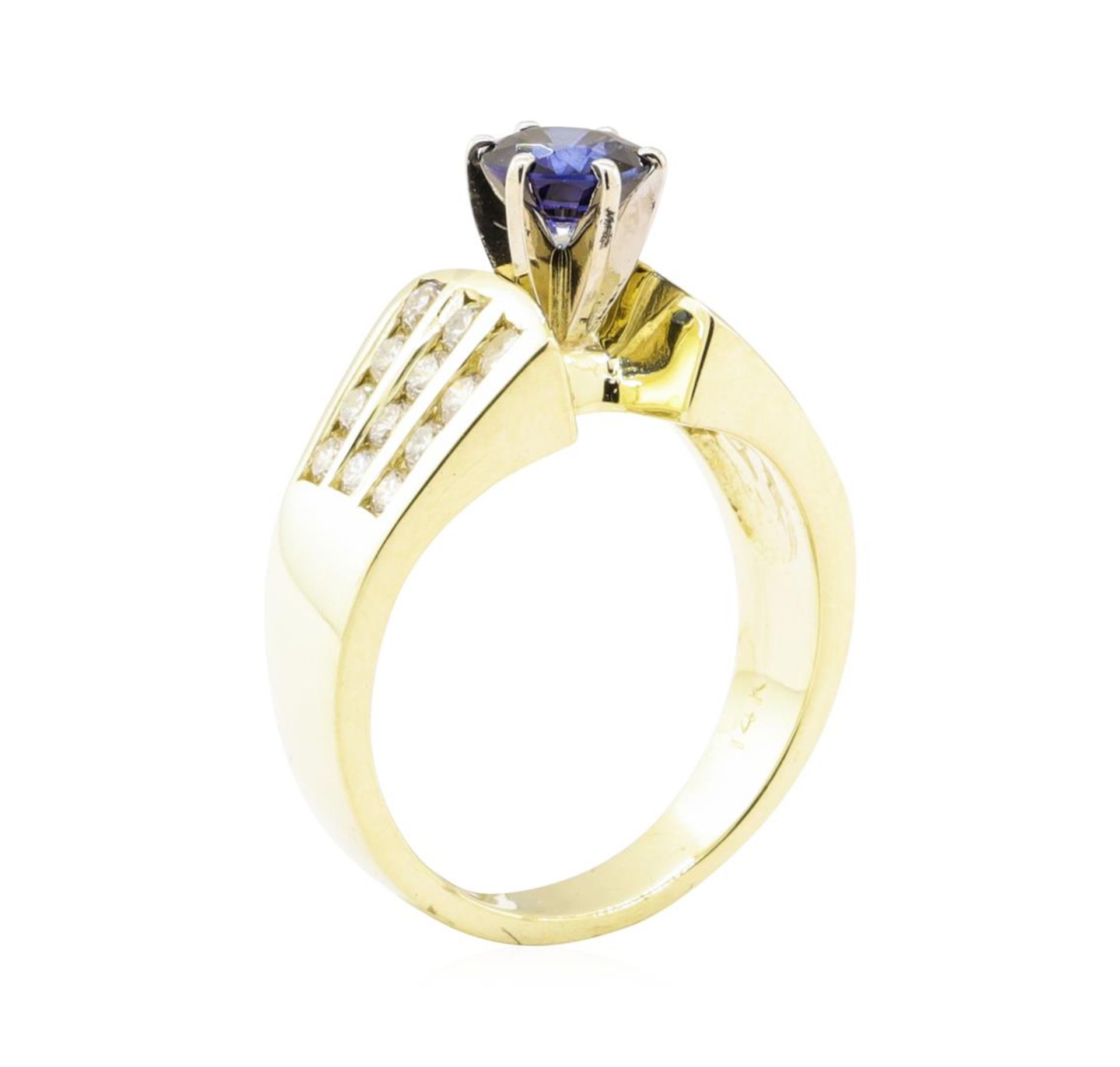 1.65 ctw Blue Sapphire And Diamond Ring - 14KT Yellow Gold - Image 4 of 5