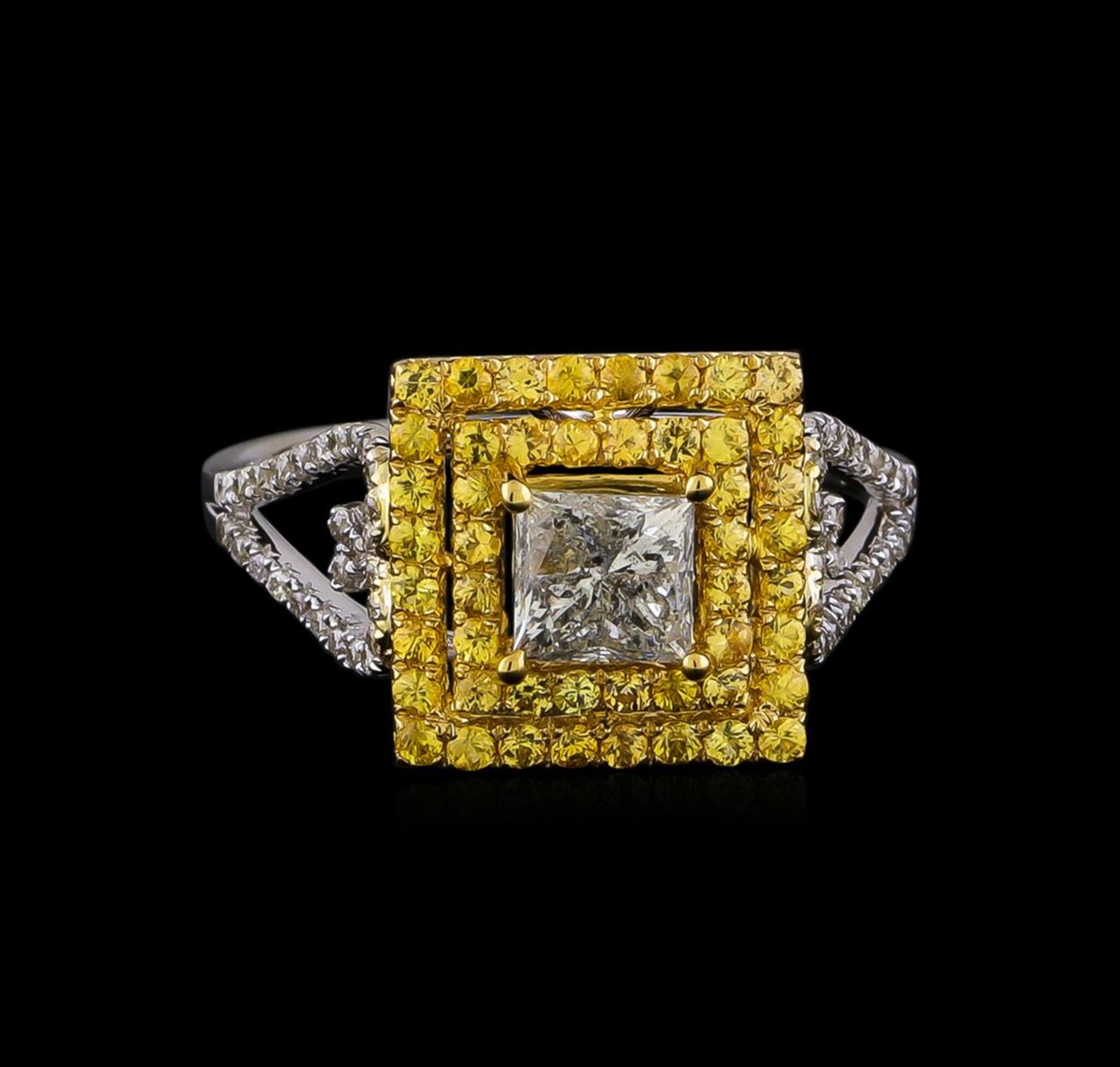 0.85 ctw Diamond and Yellow Sapphire Ring - 14KT Yellow Gold - Image 2 of 5