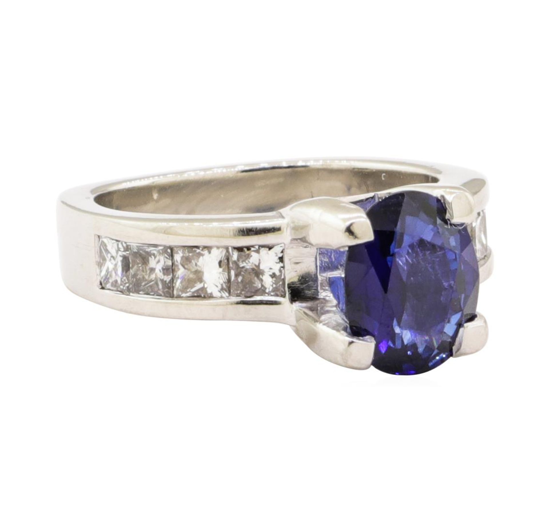 3.01 ctw Blue Sapphire And Diamond Ring - Platinum