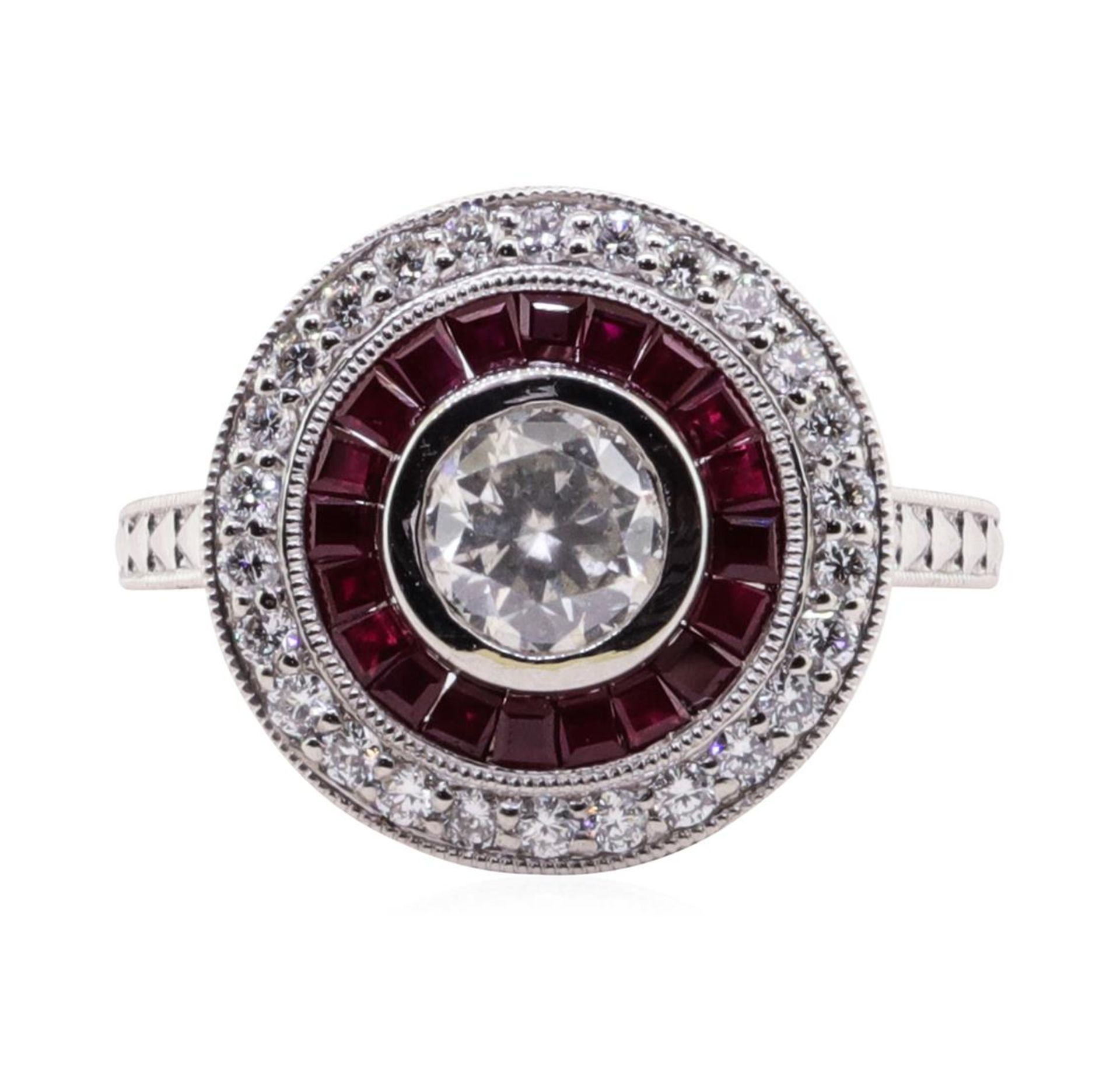 1.19ctw Ruby and Diamond Ring - Platinum