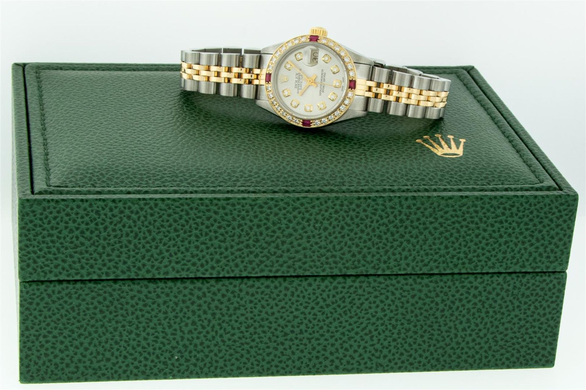 Rolex Ladies 2 Tone Silver Diamond & Ruby Oyster Perpetual Datejust Wristwatch T - Image 4 of 9