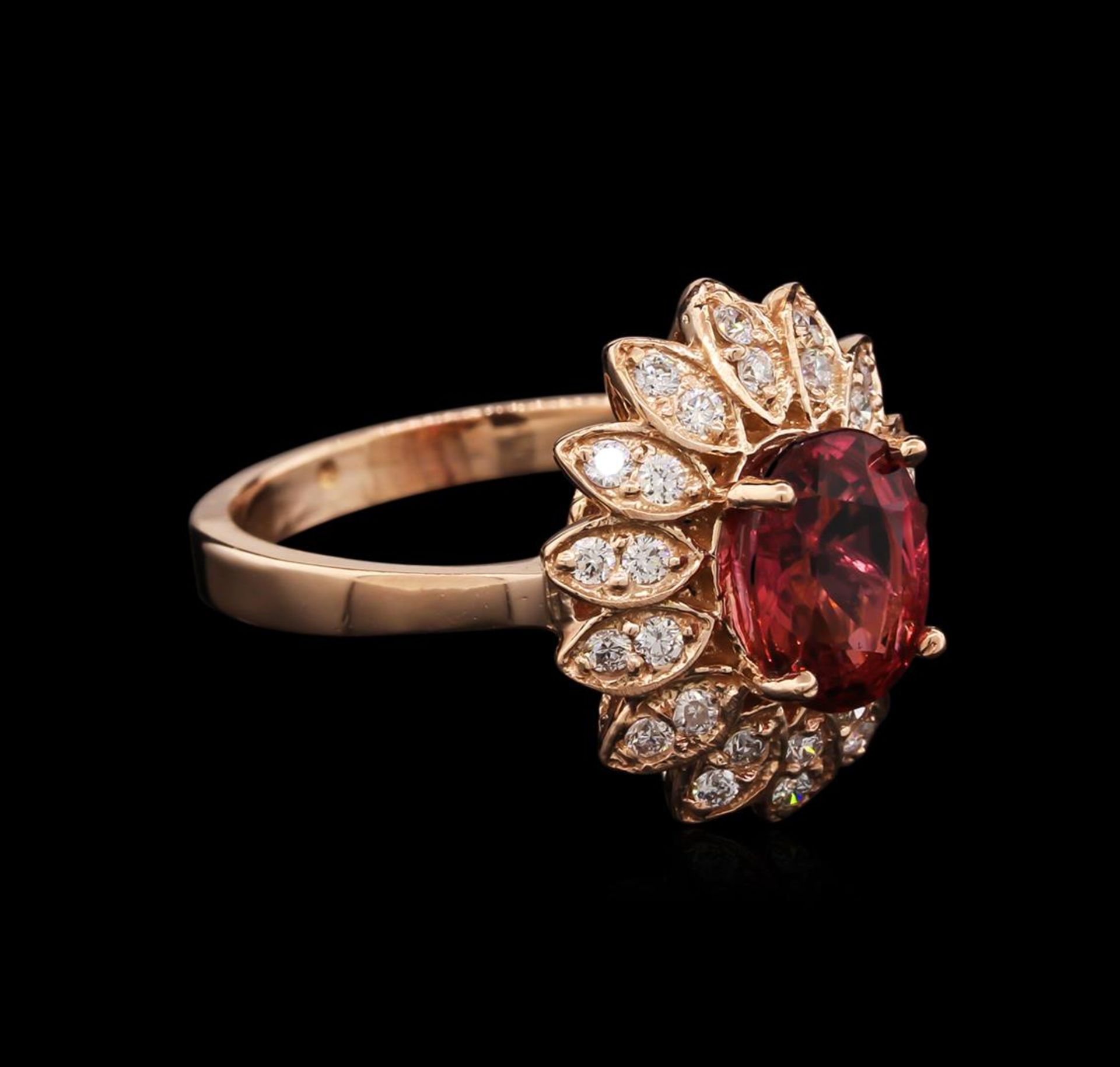 2.22 ctw Pink Tourmaline and Diamond Ring - 14KT Rose Gold - Image 2 of 2