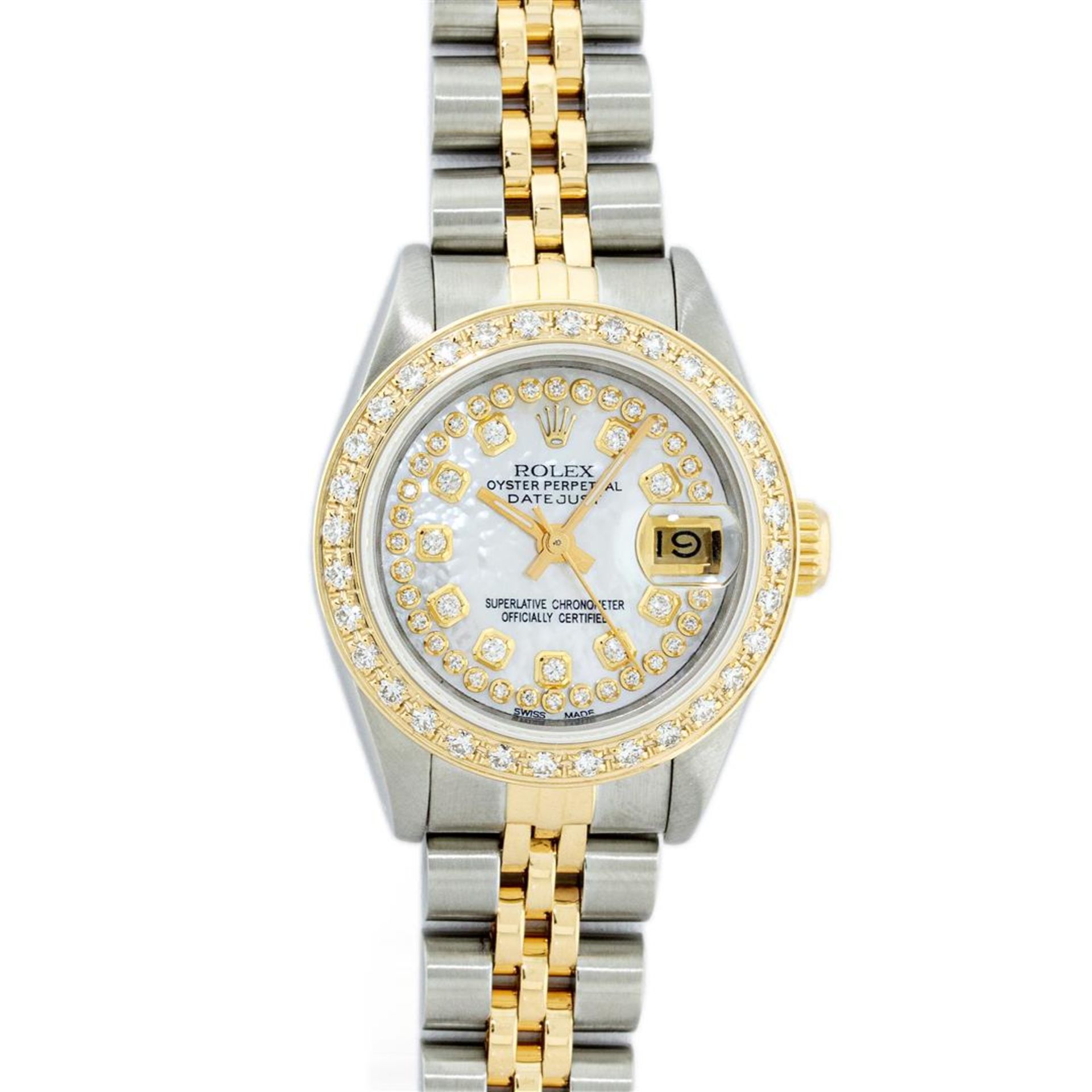 Rolex Ladies 2 Tone MOP String Diamond Oyster Perpetual Datejust Wristwatch With - Image 2 of 9