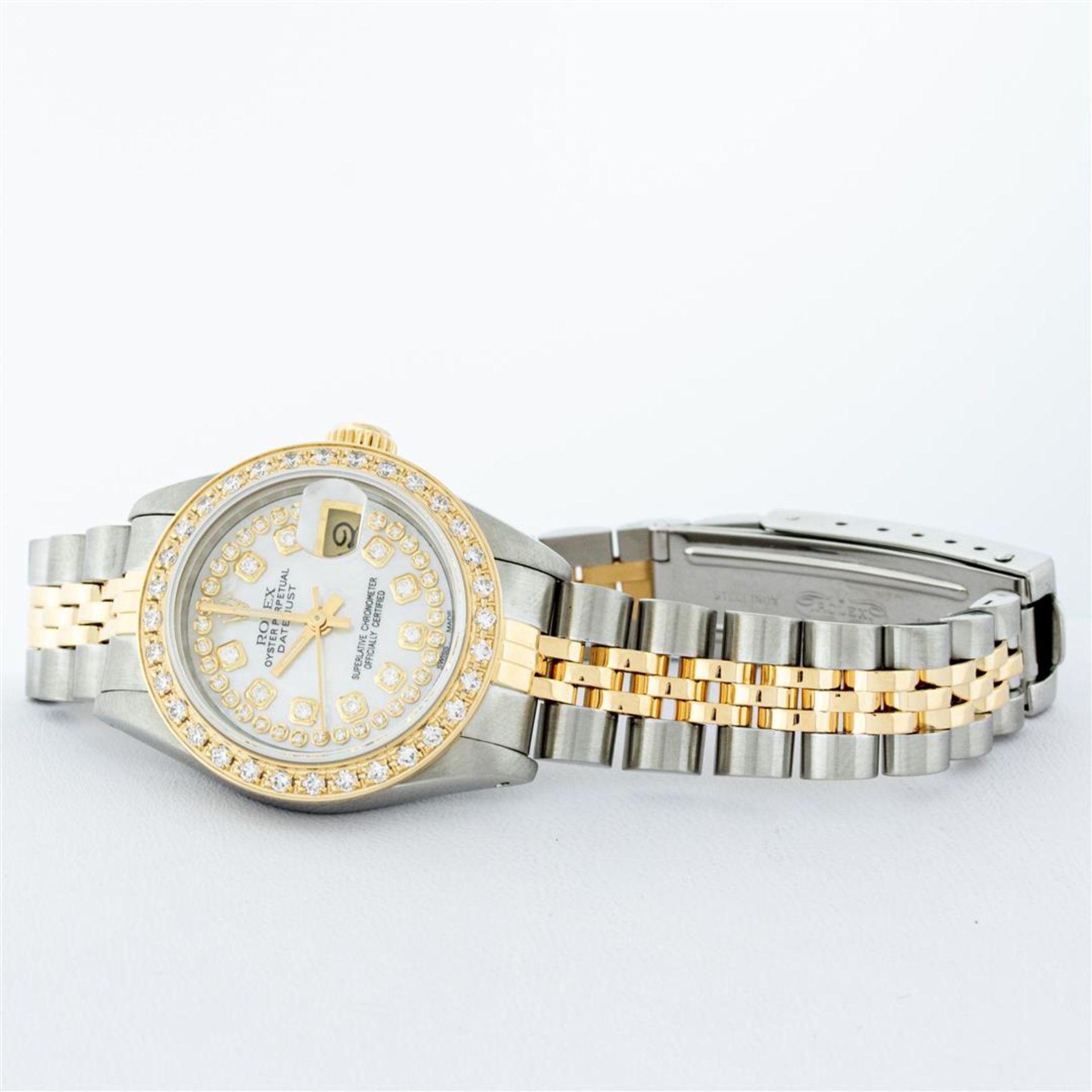 Rolex Ladies 2 Tone MOP String Diamond Oyster Perpetual Datejust Wristwatch With - Image 5 of 9
