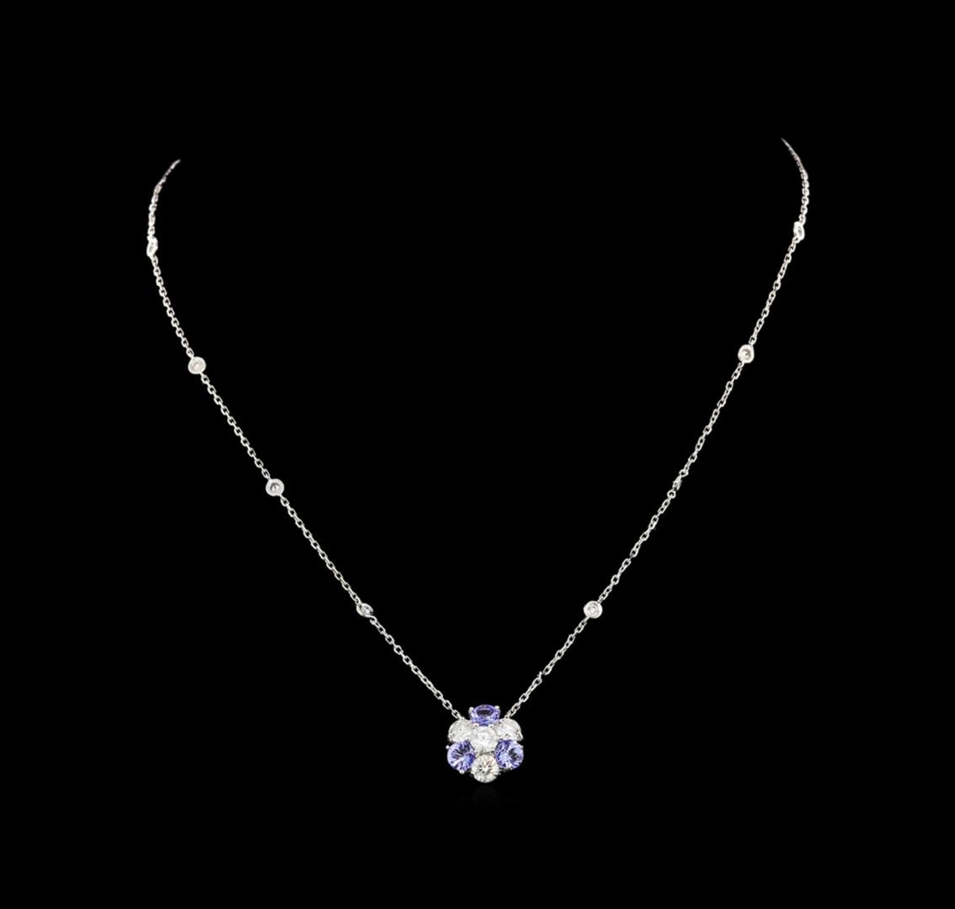 14KT White Gold 1.44 ctw Tanzanite and Diamond Necklace - Image 2 of 3