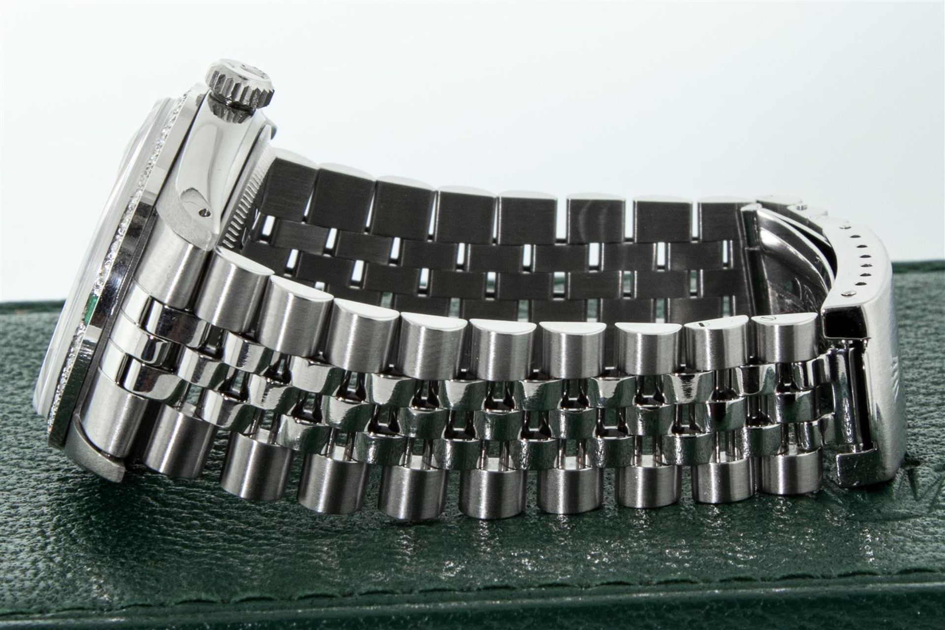 Rolex Mens Stainless Steel Black Baguette Emerald Diamond 36MM Datejust Wristwat - Image 6 of 9