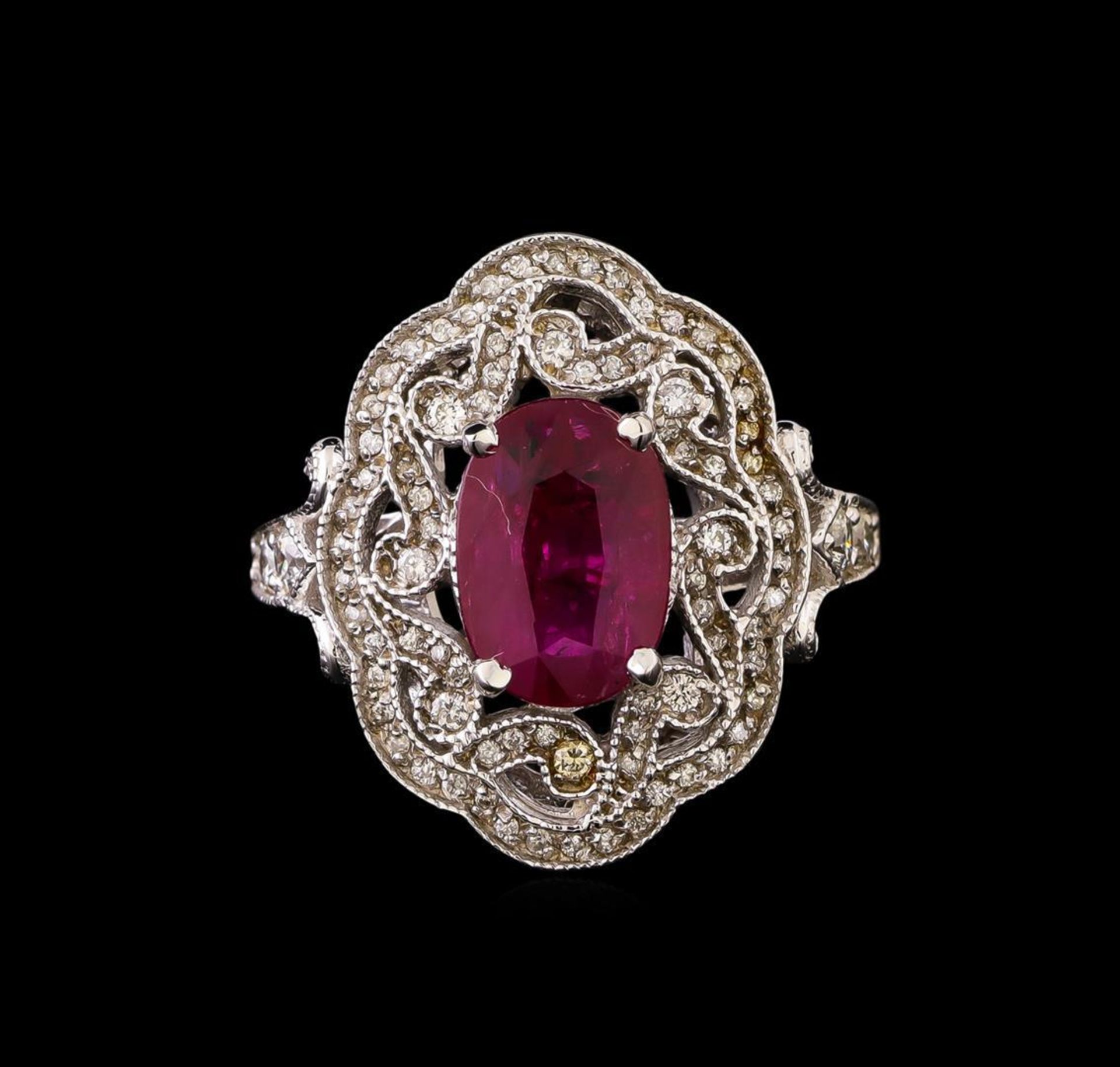 GIA Cert 2.53 ctw Ruby and Diamond Ring - 14KT White Gold - Image 2 of 7