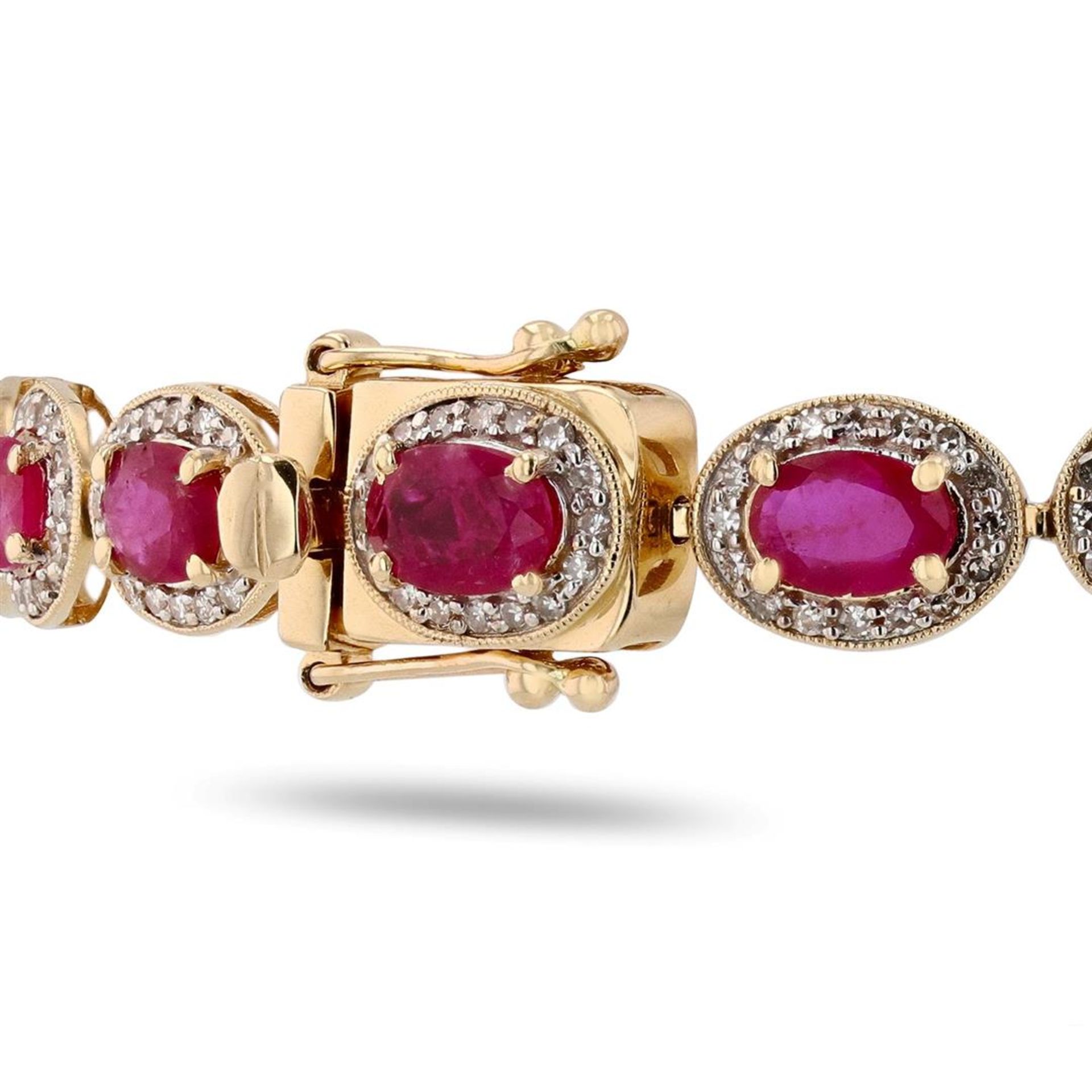 9.19ctw Ruby and 1.64ctw Diamond 14K Yellow Gold Bracelet - Image 2 of 4