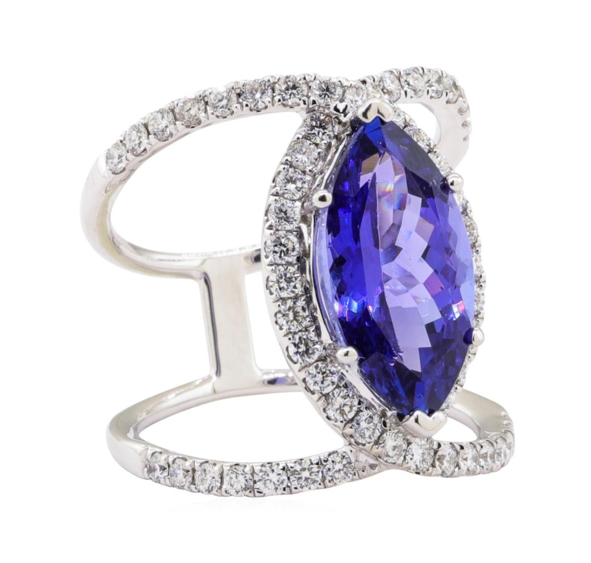 5.24ct Tanzanite and Diamond Ring - 18KT White Gold