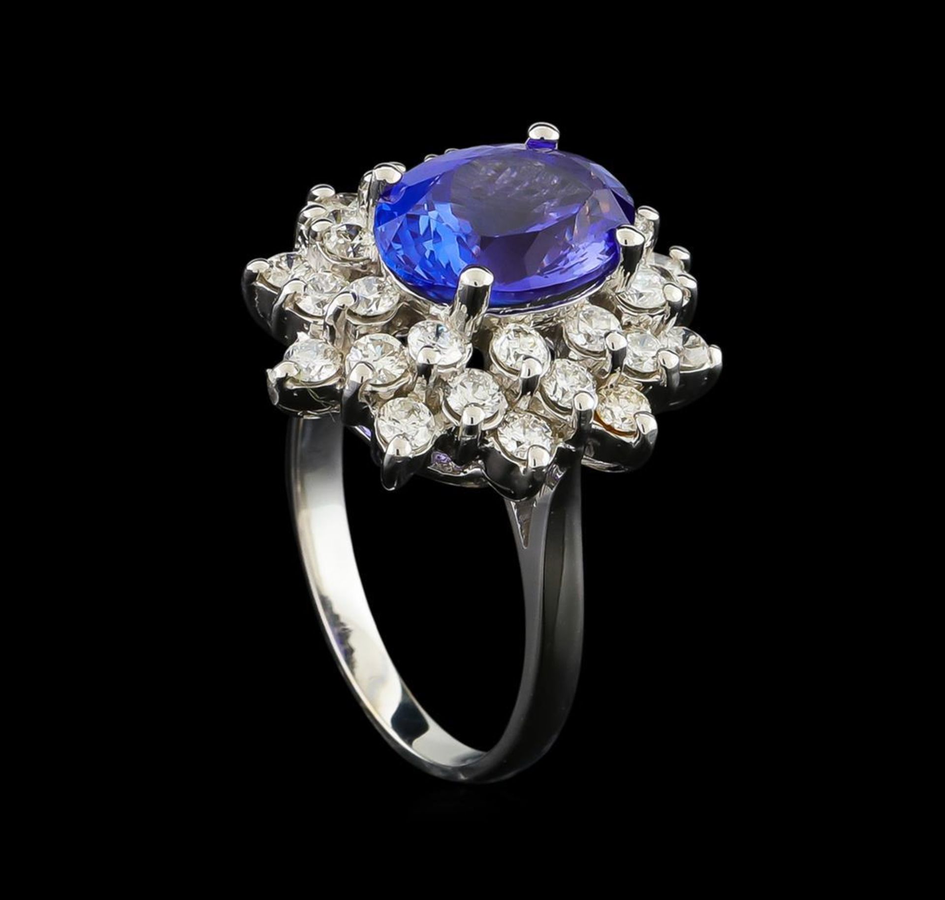 3.50 ctw Tanzanite and Diamond Ring - 14KT White Gold - Image 4 of 5