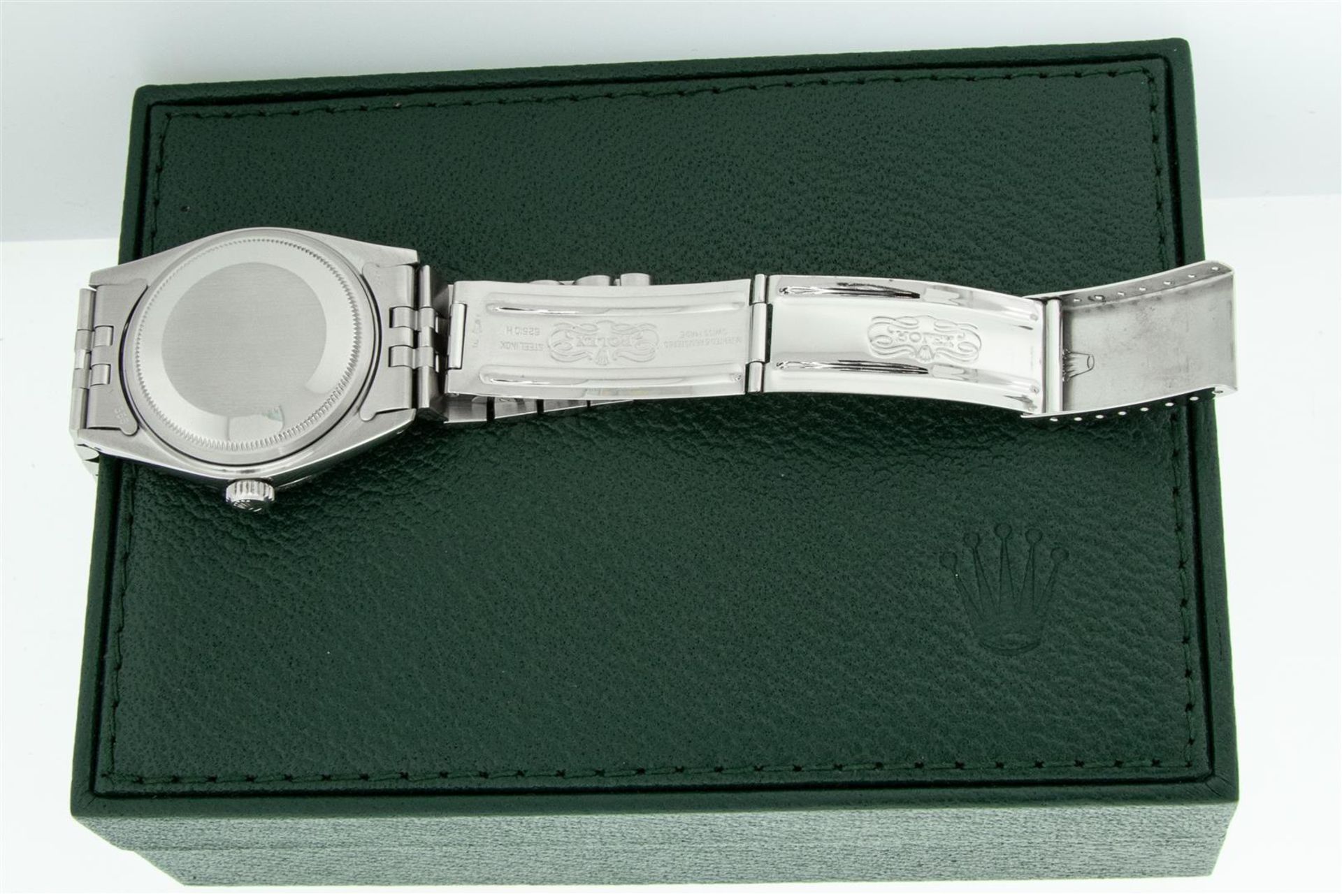 Rolex Mens Stainless Steel Black Baguette Emerald Diamond 36MM Datejust Wristwat - Image 8 of 9