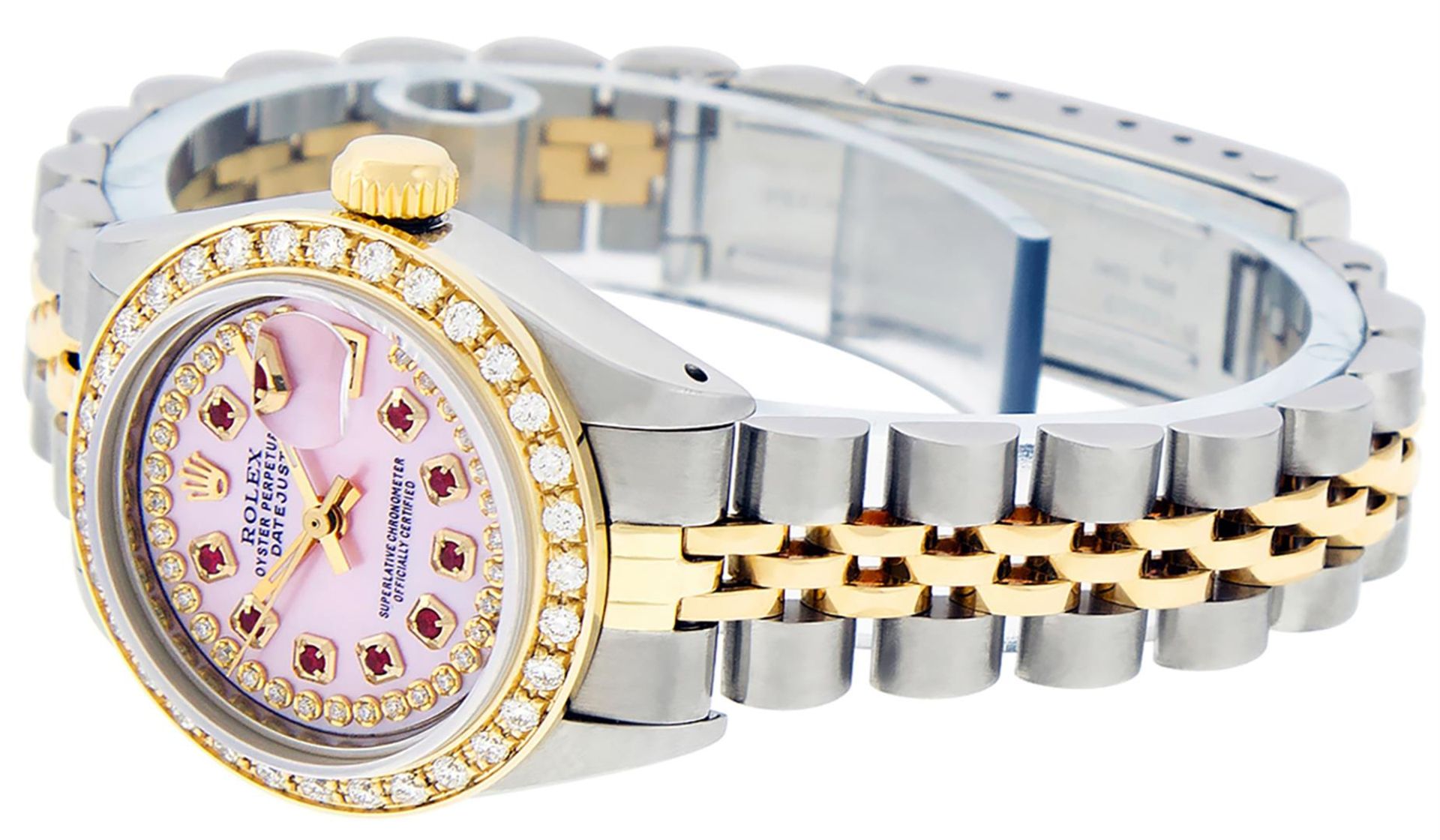 Rolex Ladies 2 Tone Pink MOP Ruby String Diamond Datejust Wristwatch - Image 5 of 9