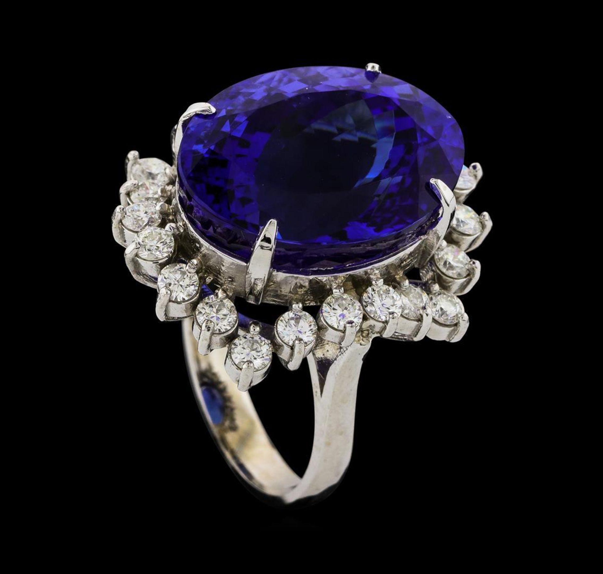 GIA Cert 22.45 ctw Tanzanite and Diamond Ring - 14KT White Gold - Image 4 of 6