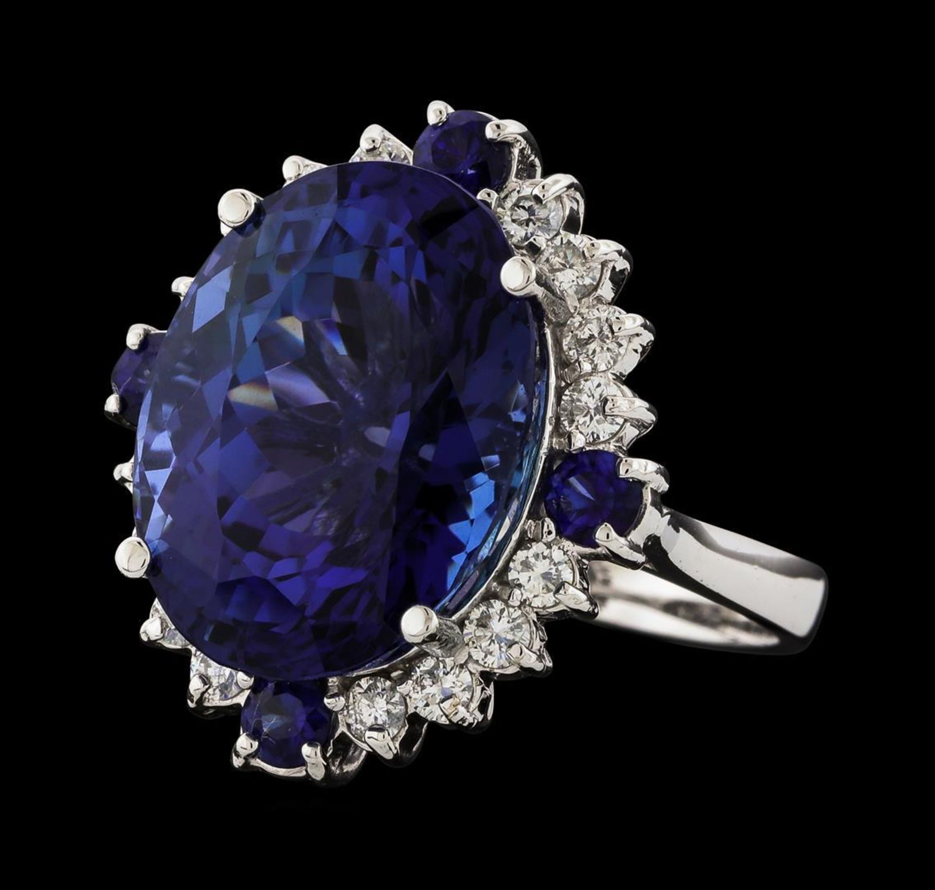 17.13 ctw Tanzanite, Sapphire and Diamond Ring - 14KT White Gold