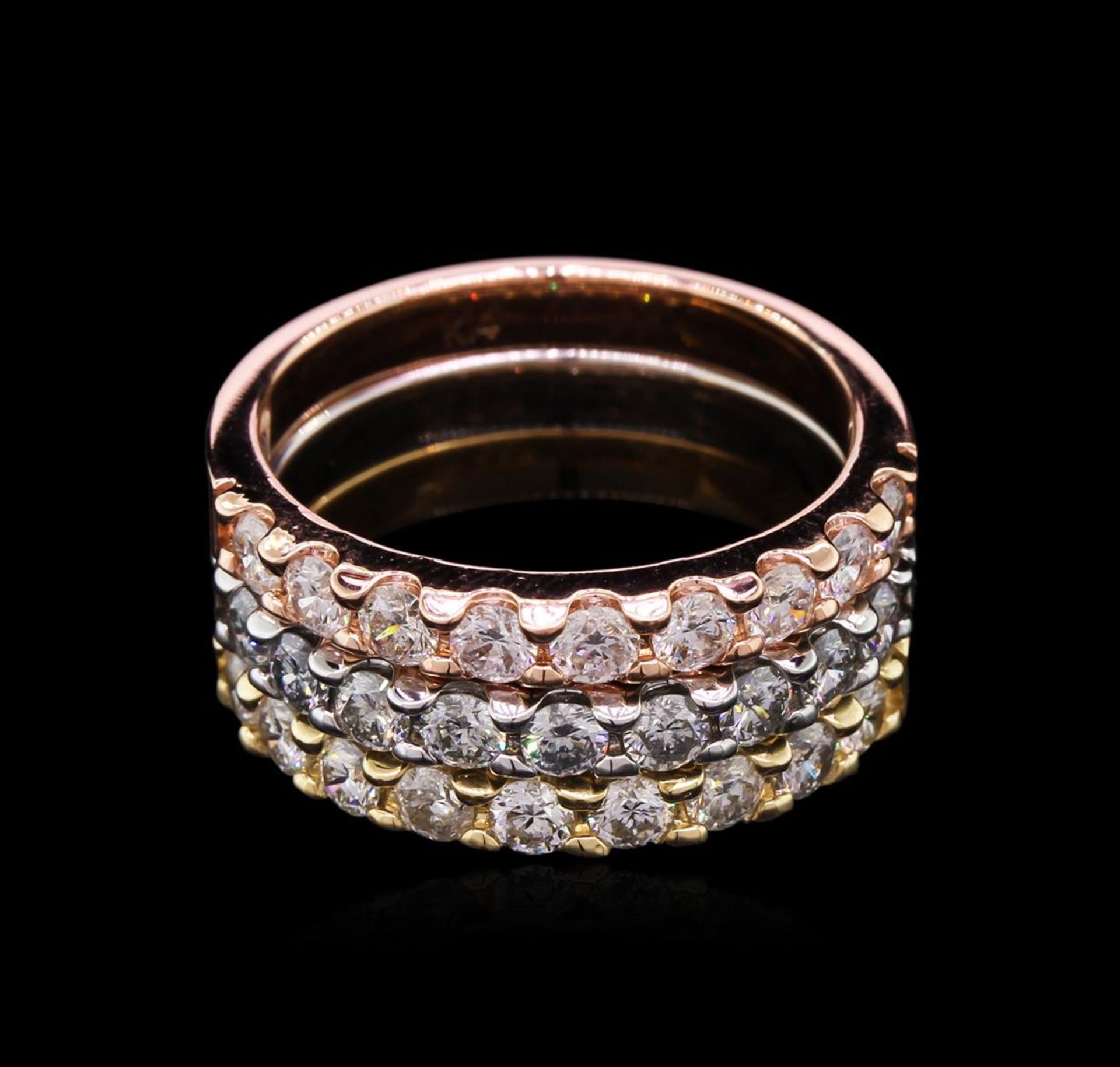 1.65 ctw Diamond Stackable Rings - 14KT Tri-Color Gold