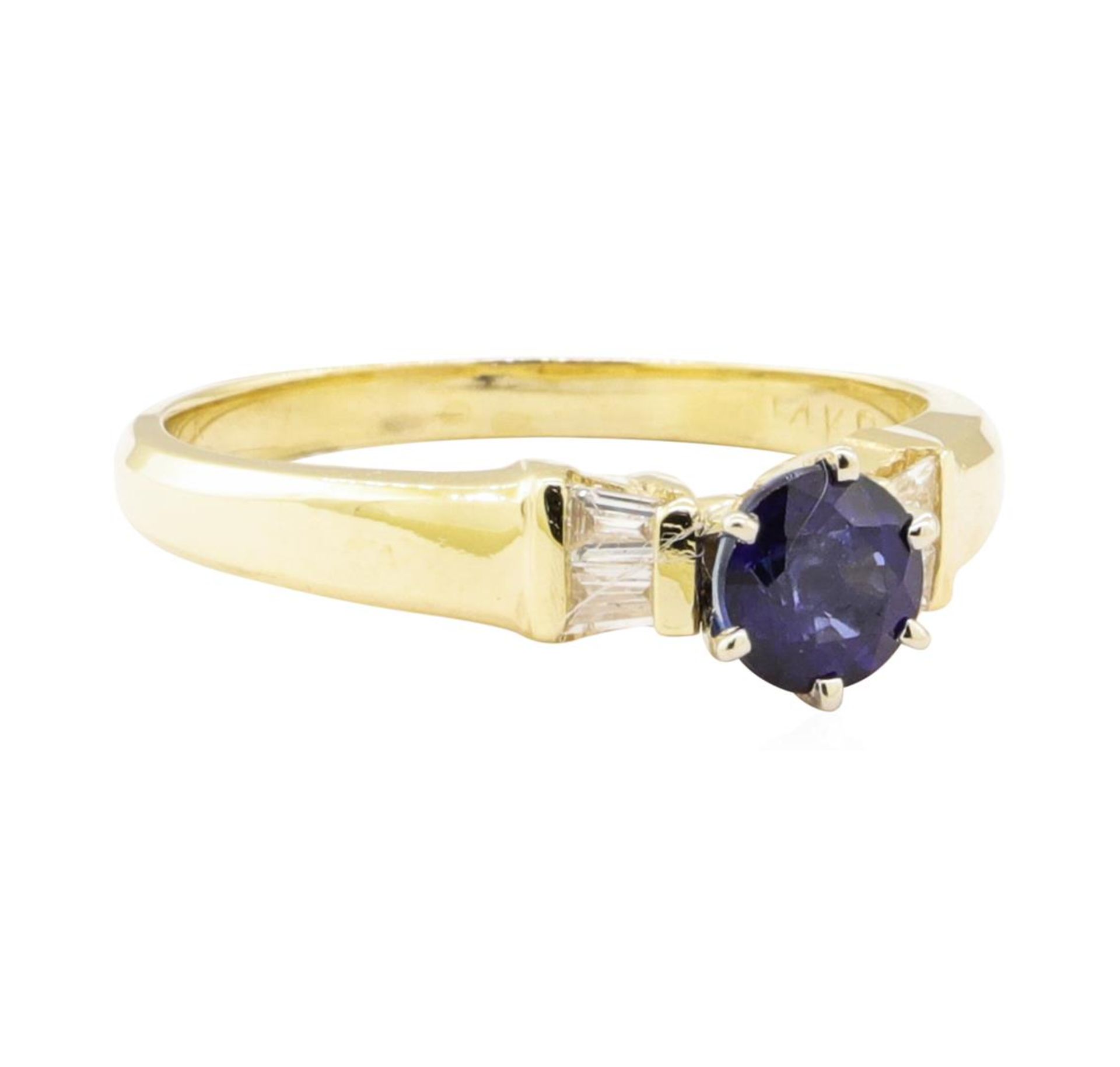 0.98ctw Blue Sapphire and Diamond Ring - 14KT Yellow Gold