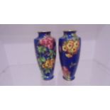 pair of maling (Newcastle) blue floral vases number 6273E ,some damage and repairs