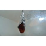 Silver Broach with amber stone