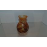 Hand Painted Brown Glass Vase