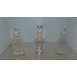 3 cut crystal Whiskey Decanters